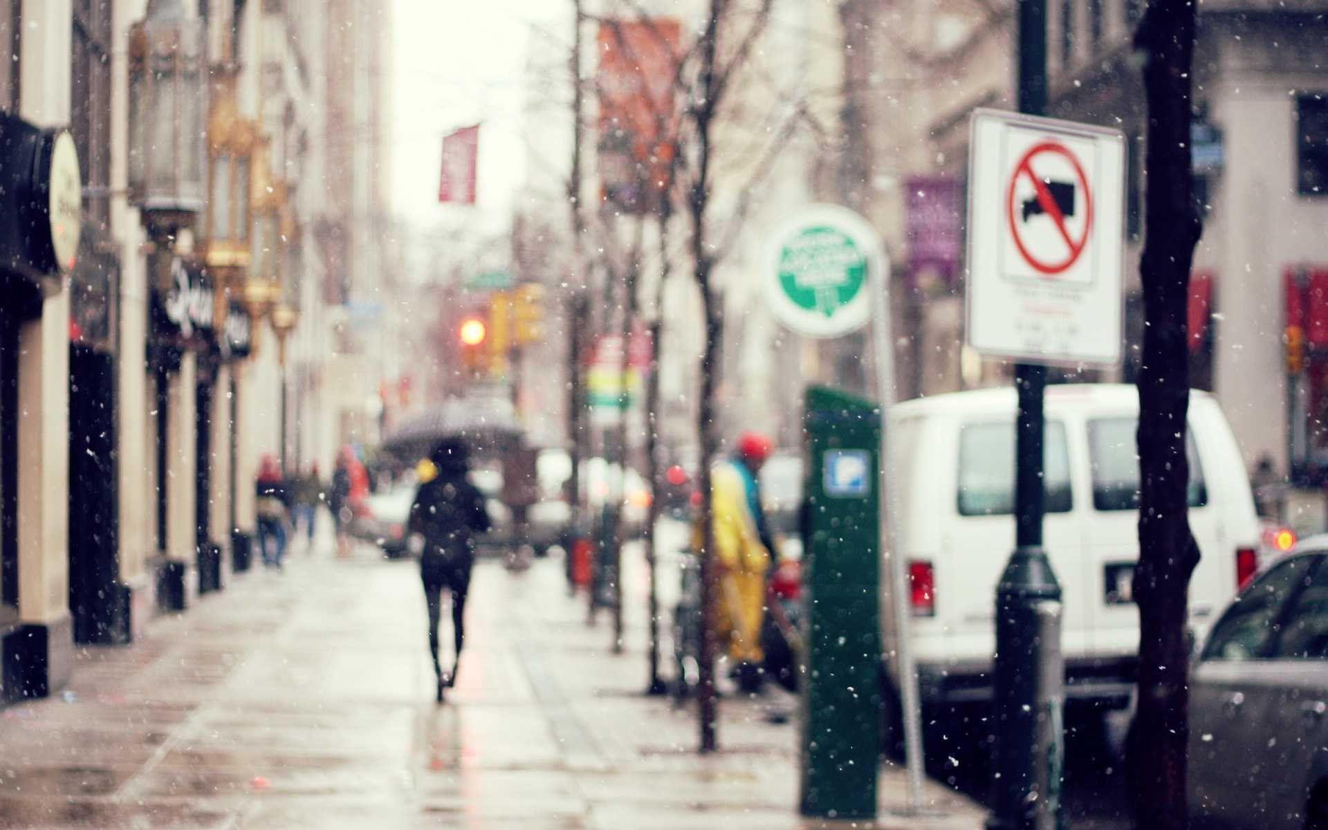 1920x1200 Photography snow city street people wallpaperx1200