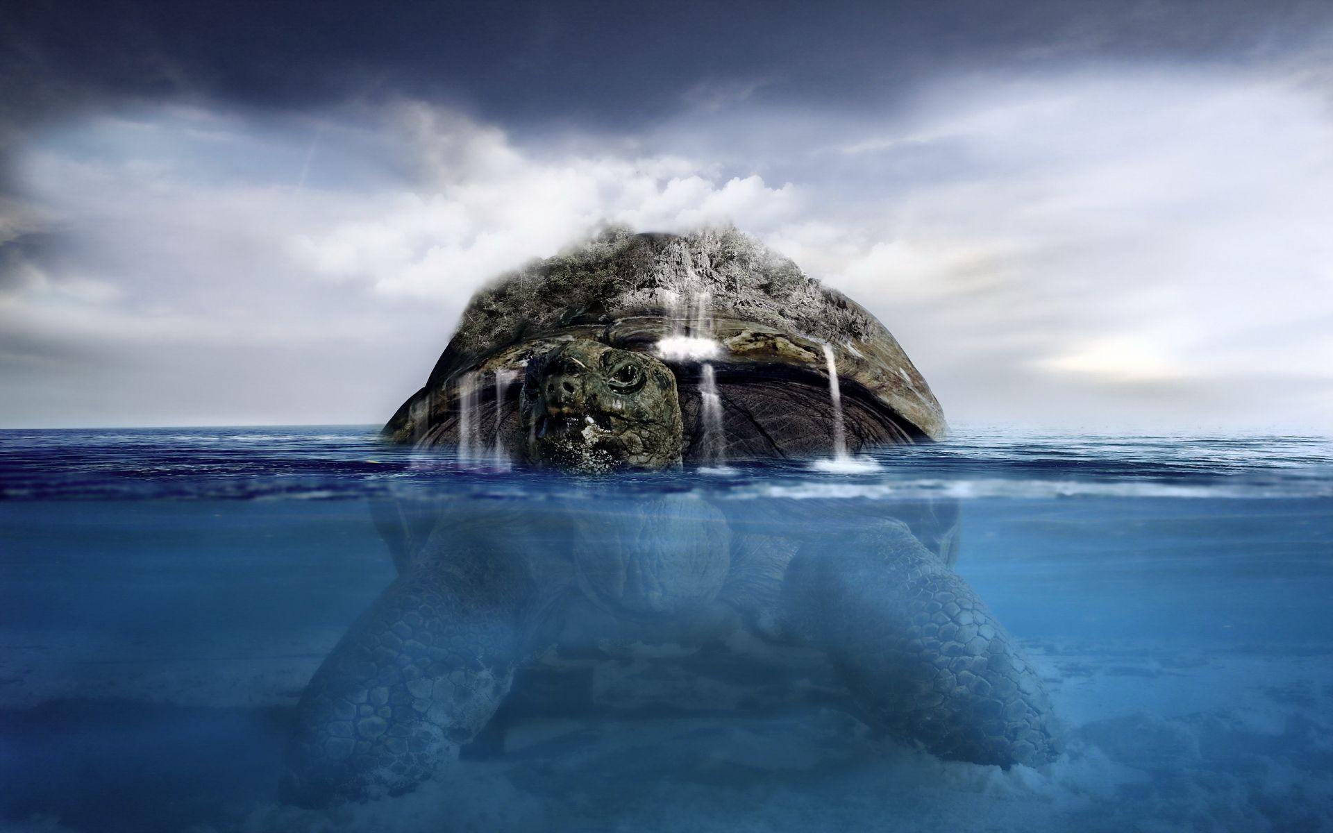 1920x1200 Turtle Island Ocean Fantasy wallpaper