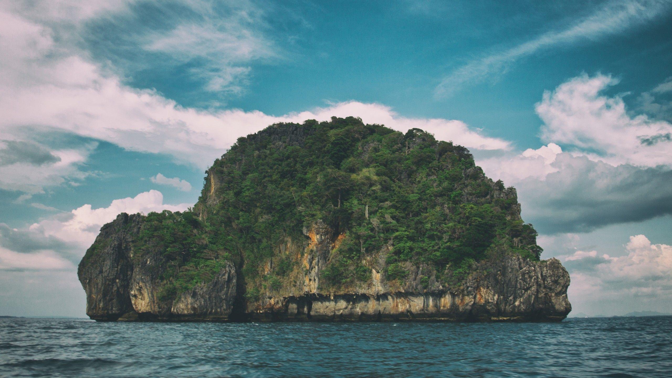 2560x1440 Wallpaper Turtle island, 5k, 4k wallpaper, Krabi, Thailand, Andaman Sea, clouds, Nature