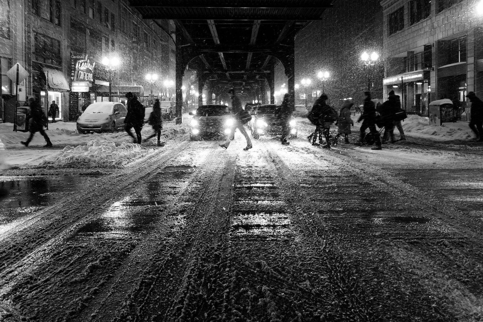 1600x1066 Black And White City People Night Snow Road Winter Street Lights Cars Wallpaper.com. Best High Quality Wallpaper