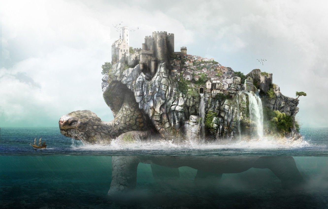 1332x850 Wallpaper city, turtle, Giant, Tortoise image for desktop, section фантастика