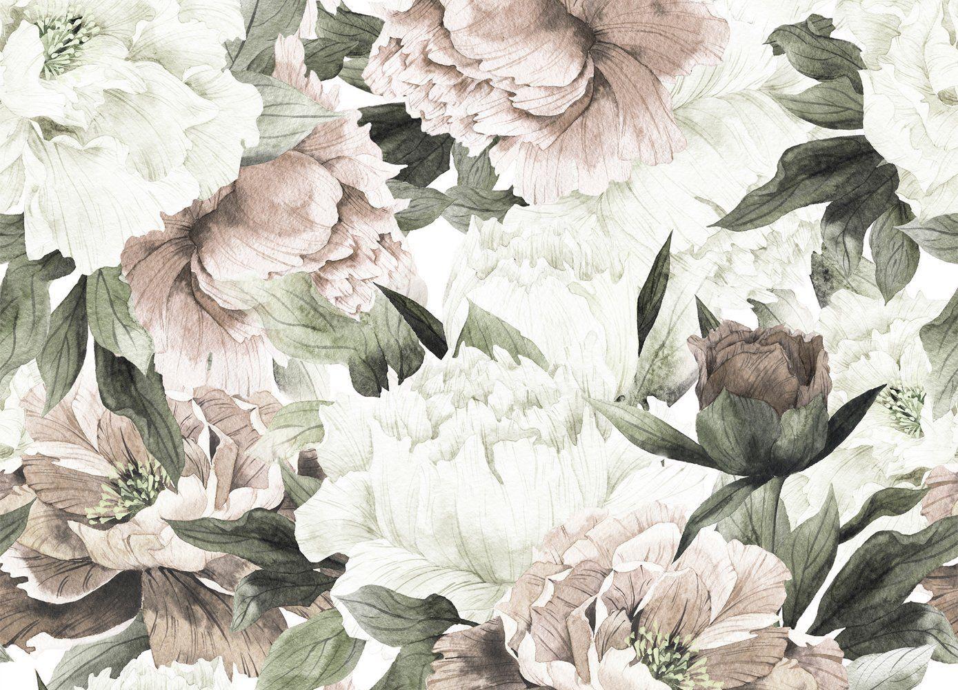 1389x1000 Blush Floral Wallpaper. Anewall Mural Wallpaper