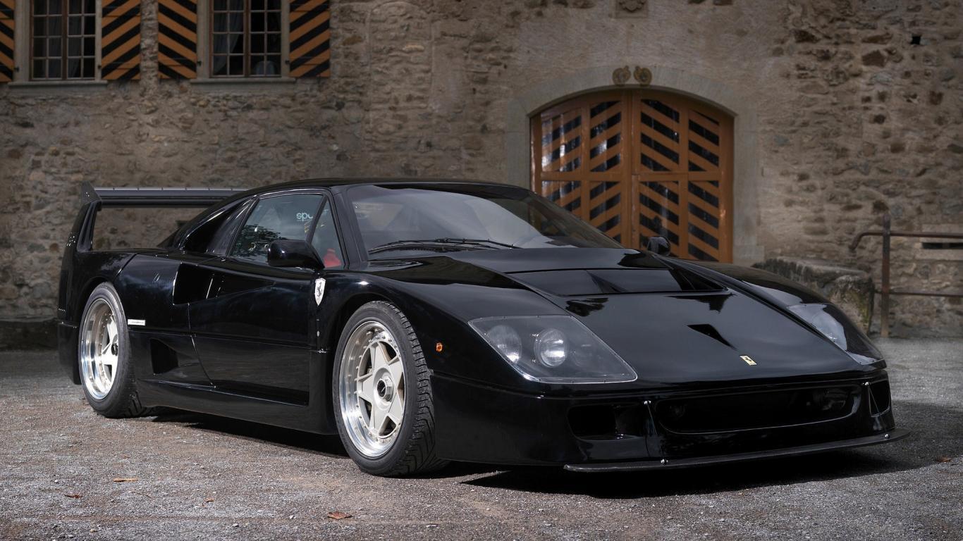 1366x768 Black Ferrari F40 Wallpaper PC 093 Wallpaper