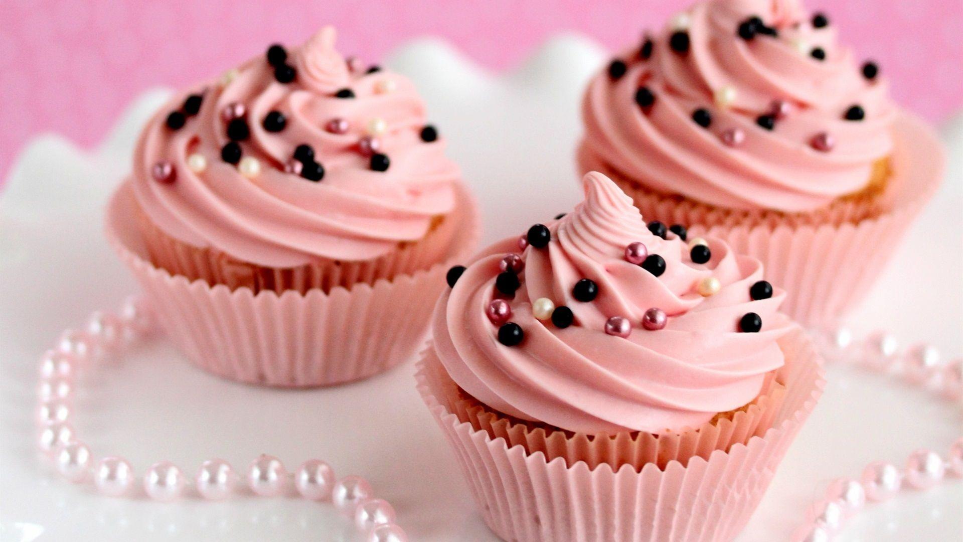1920x1080 Wallpaper Dessert, cupcakes, cream, pink, pearls 1920x1200 HD Picture, Image