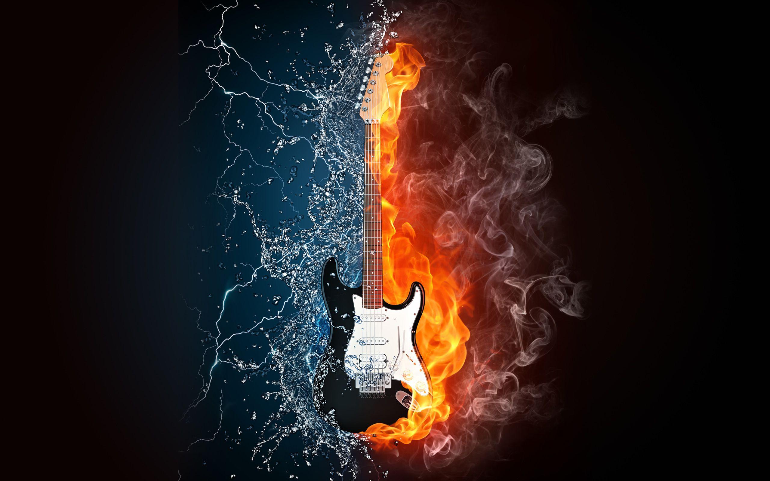 2560x1600 Guitar On Fire Wallpaper Group Wallpaper