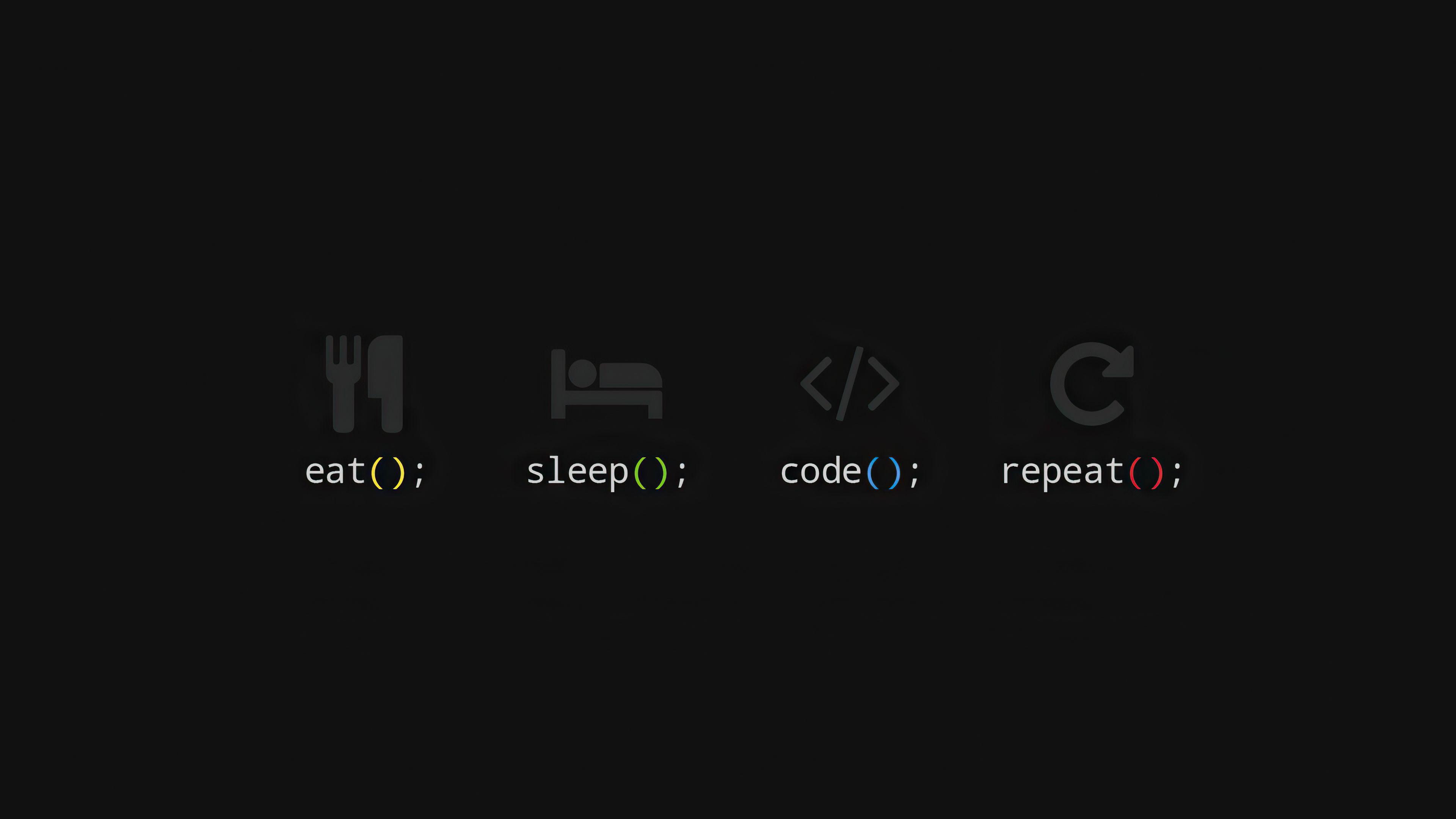 3840x2160 Eat Sleep Code Repeat, HD Typography .
