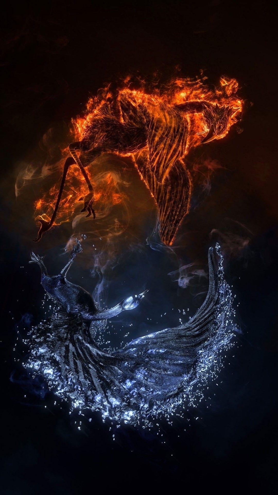 1080x1920 Fire vs Water iPhone Wallpaper HD