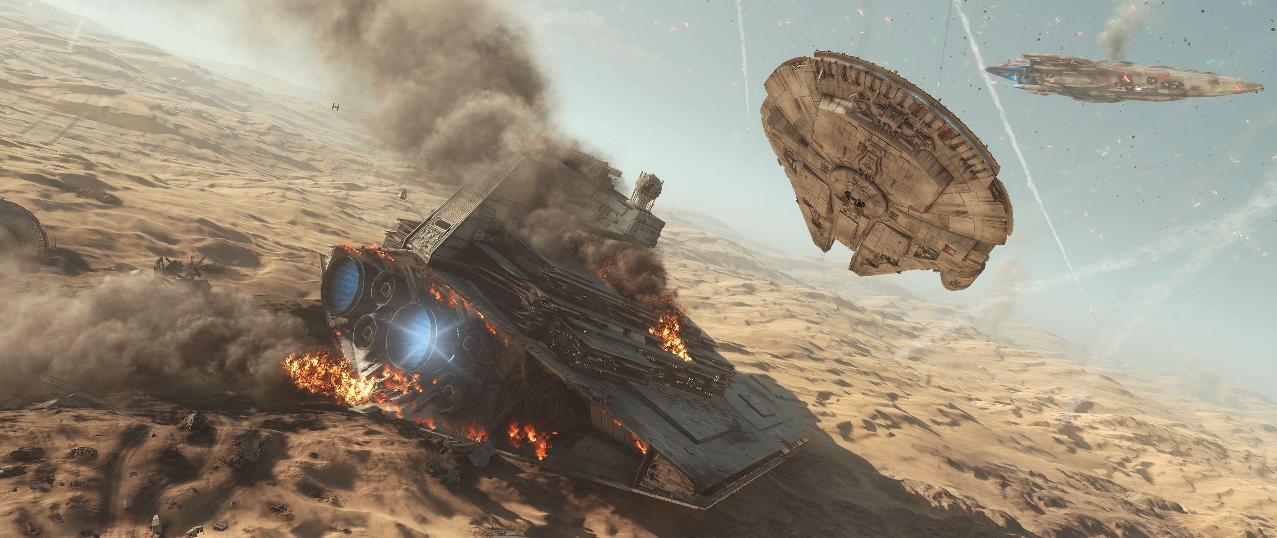 2560x1080 Star Wars Battlefront 2015 Millennium Falcon Wallpaper: 2560x1080