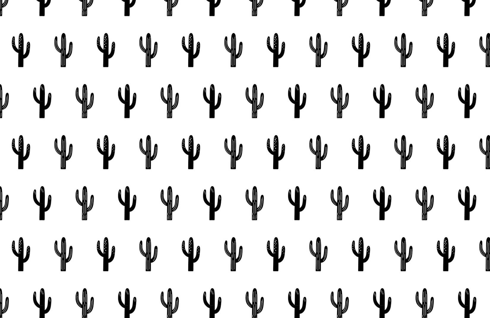 1650x1070 Saguaro Cactus Black & White Repeat Pattern Wallpaper
