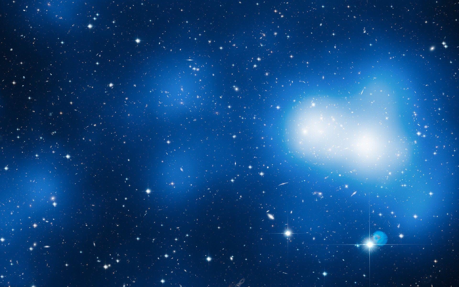 1920x1200 Stars and galaxies in the blue space wallpaper and image
