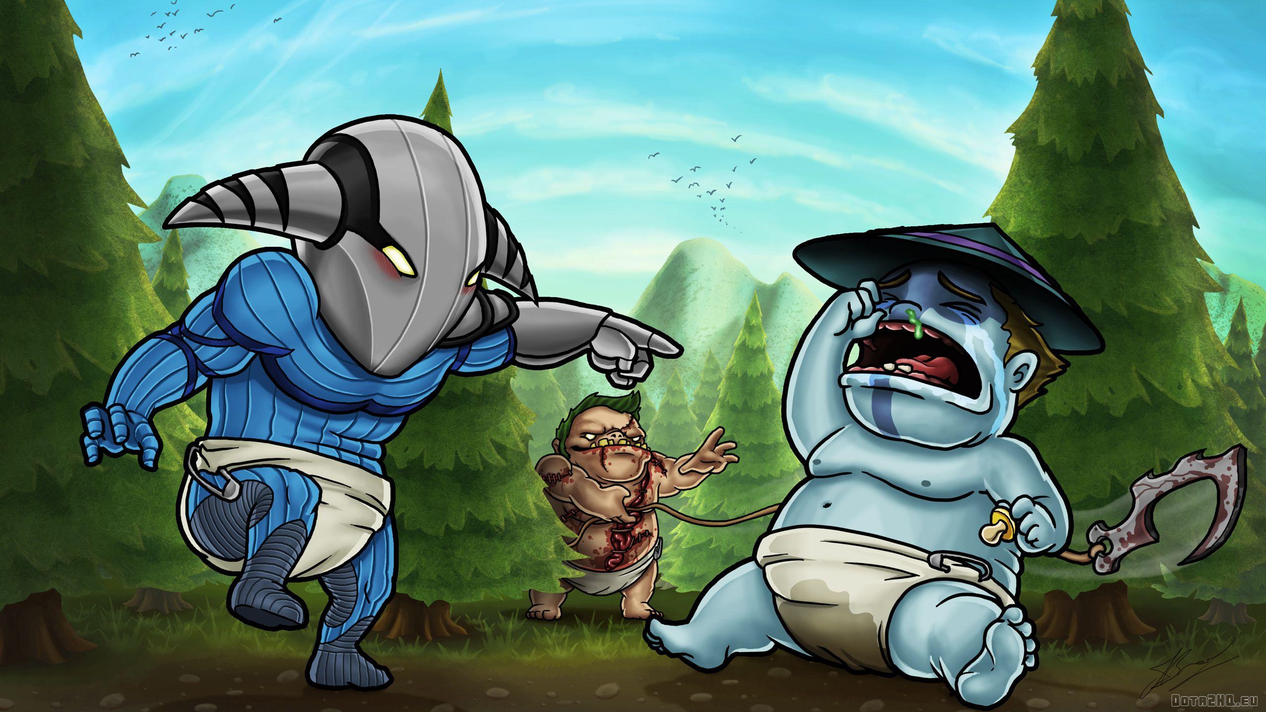 2560x1440 DOTA 2 Painting Art sven storm pudge Games Humor dark wallpaperx1440