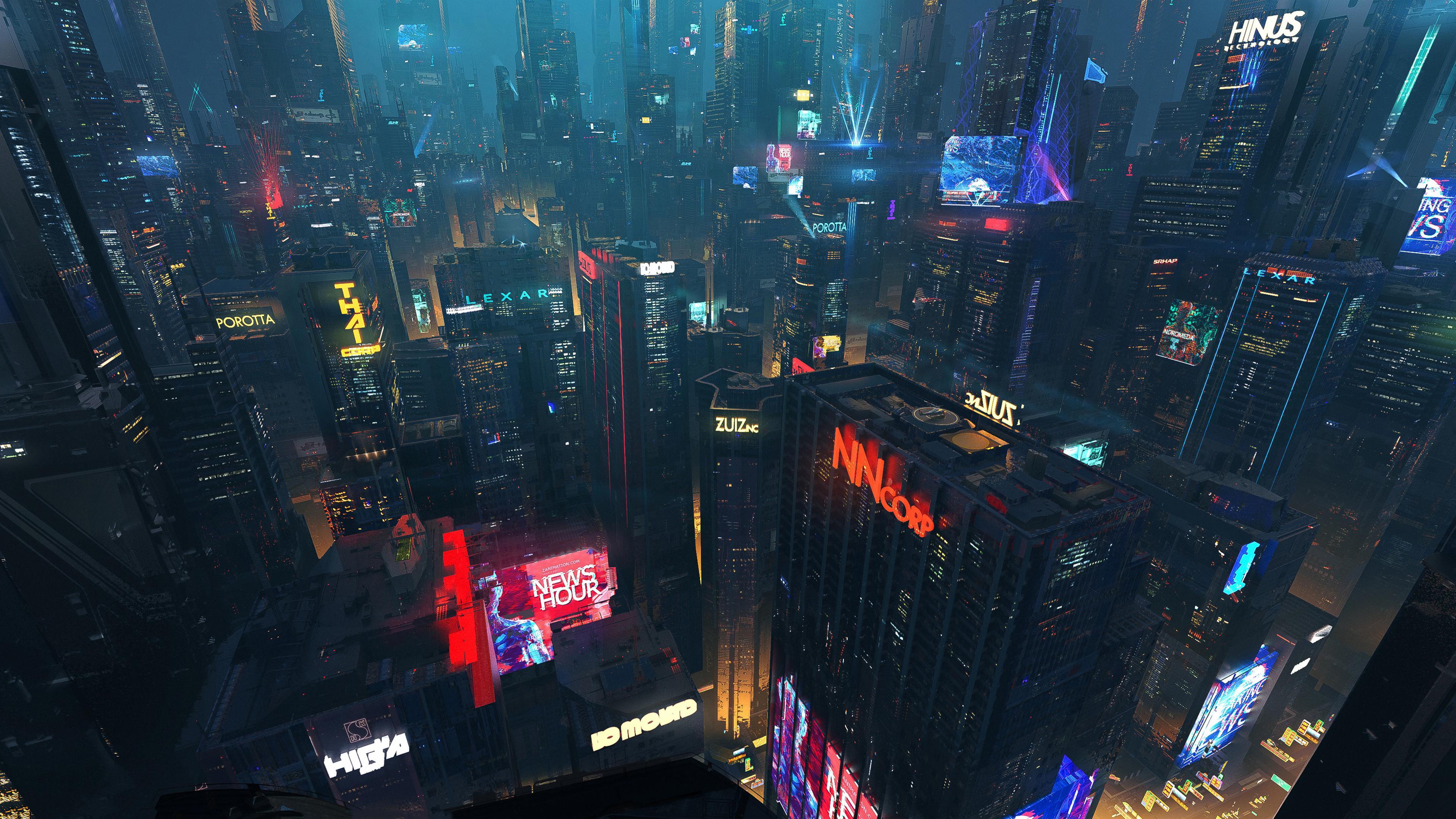 3840x2160 Cyber City 4K wallpaper
