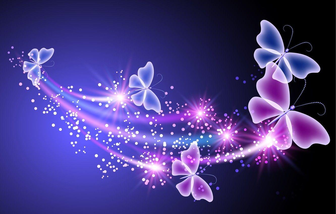 1332x850 Wallpaper butterfly, abstract, blue, pink, glow, neon, sparkle, butterflies, neon image for desktop, section абстракции