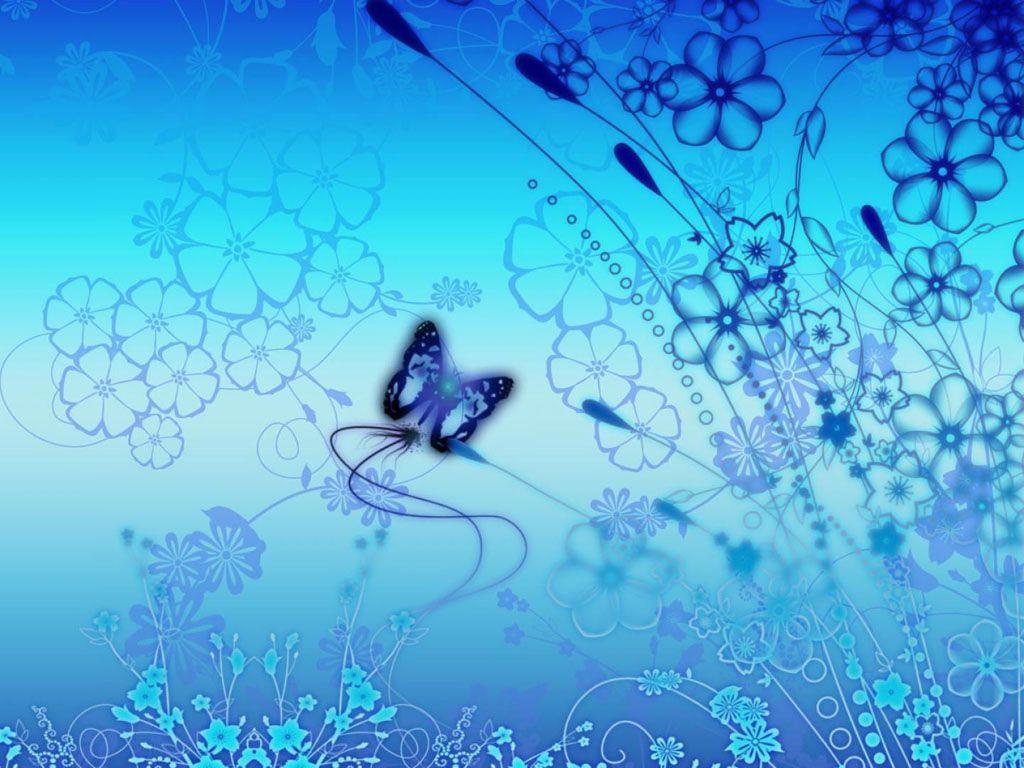 1024x768 Blue Butterfly Background