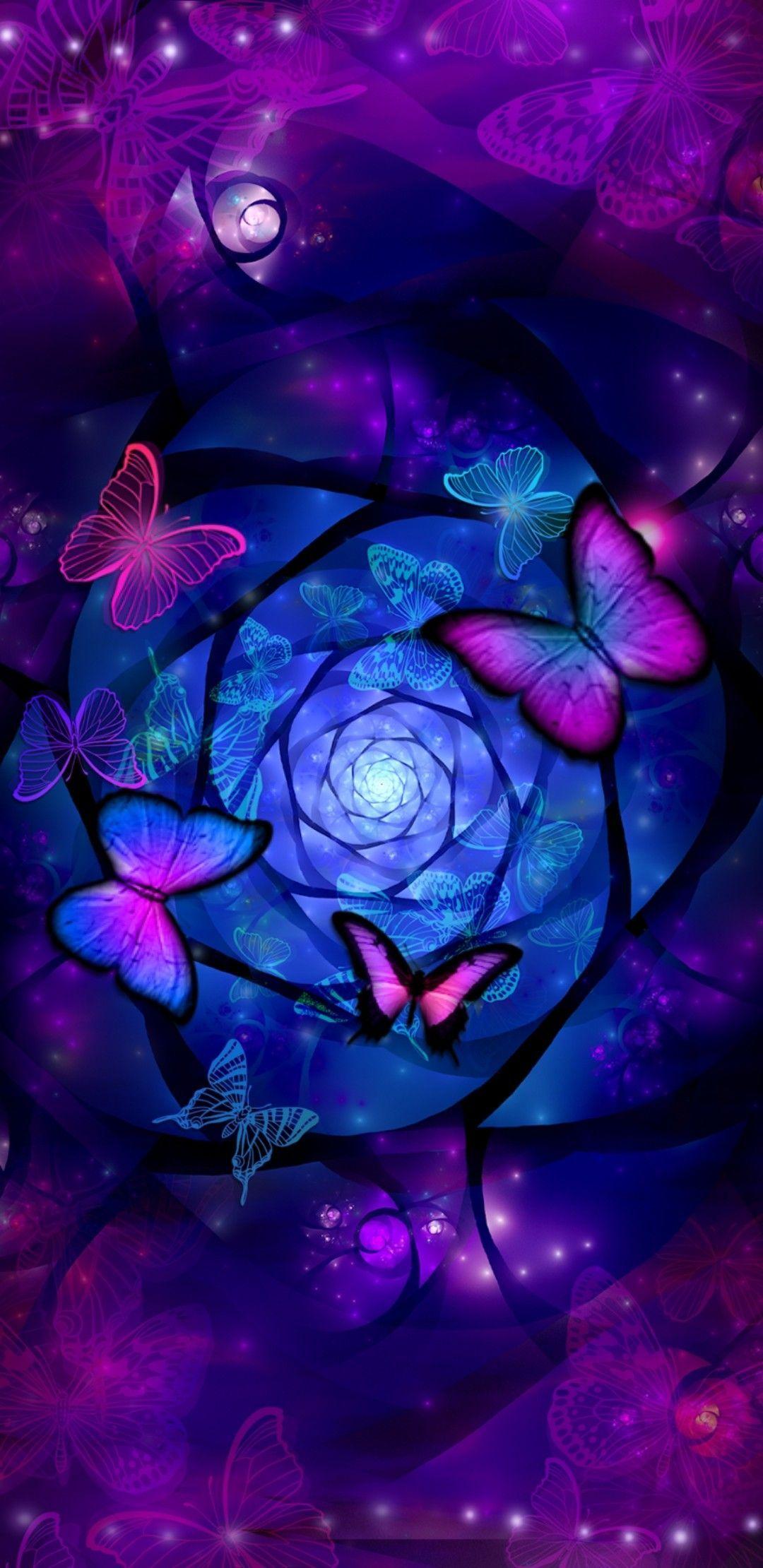 1080x2220 Butterfly abstract background