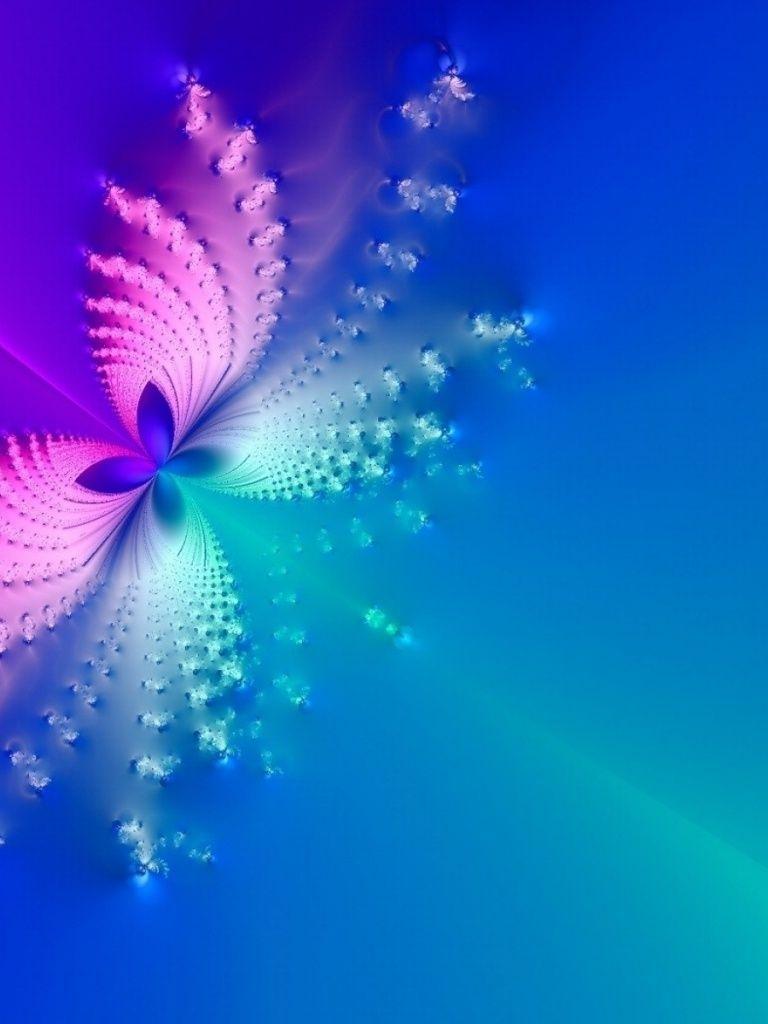 768x1024 Blue & Pink Butterfly Abstract iPad wallpaper