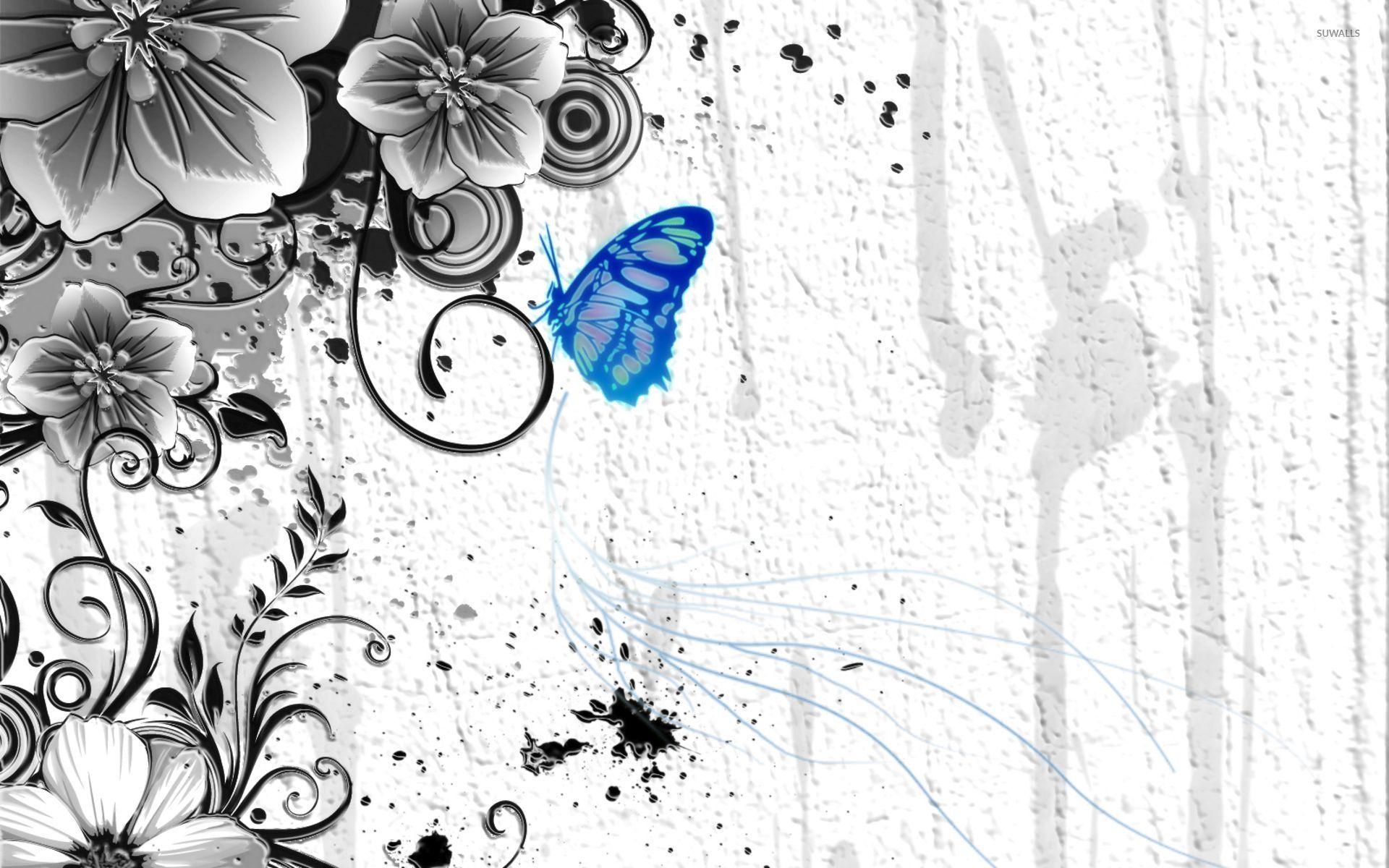 1920x1200 Blue butterfly on the plant wallpaper Art wallpaper
