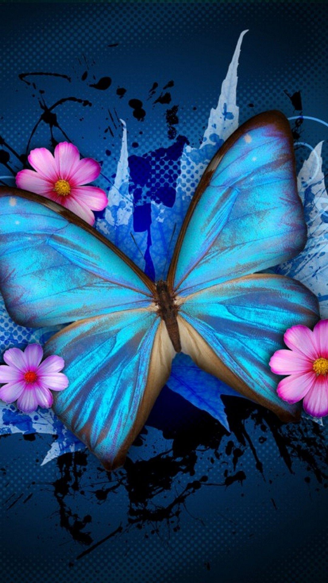 1080x1920 Wallpaper Phone Blue Butterfly With HD Resolution Photo For Proflie HD Wallpaper