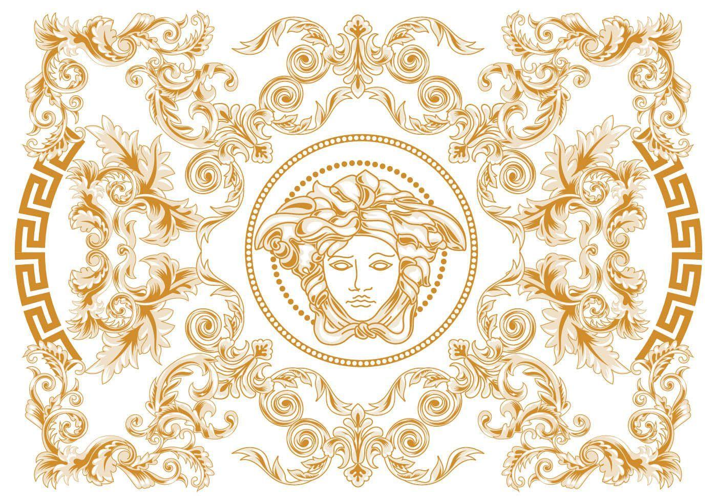 1400x980 Modern Elegant Abstract Geometric Swirl and Carving Vector Versace Style. Vector art design, Art design, Versace wallpaper