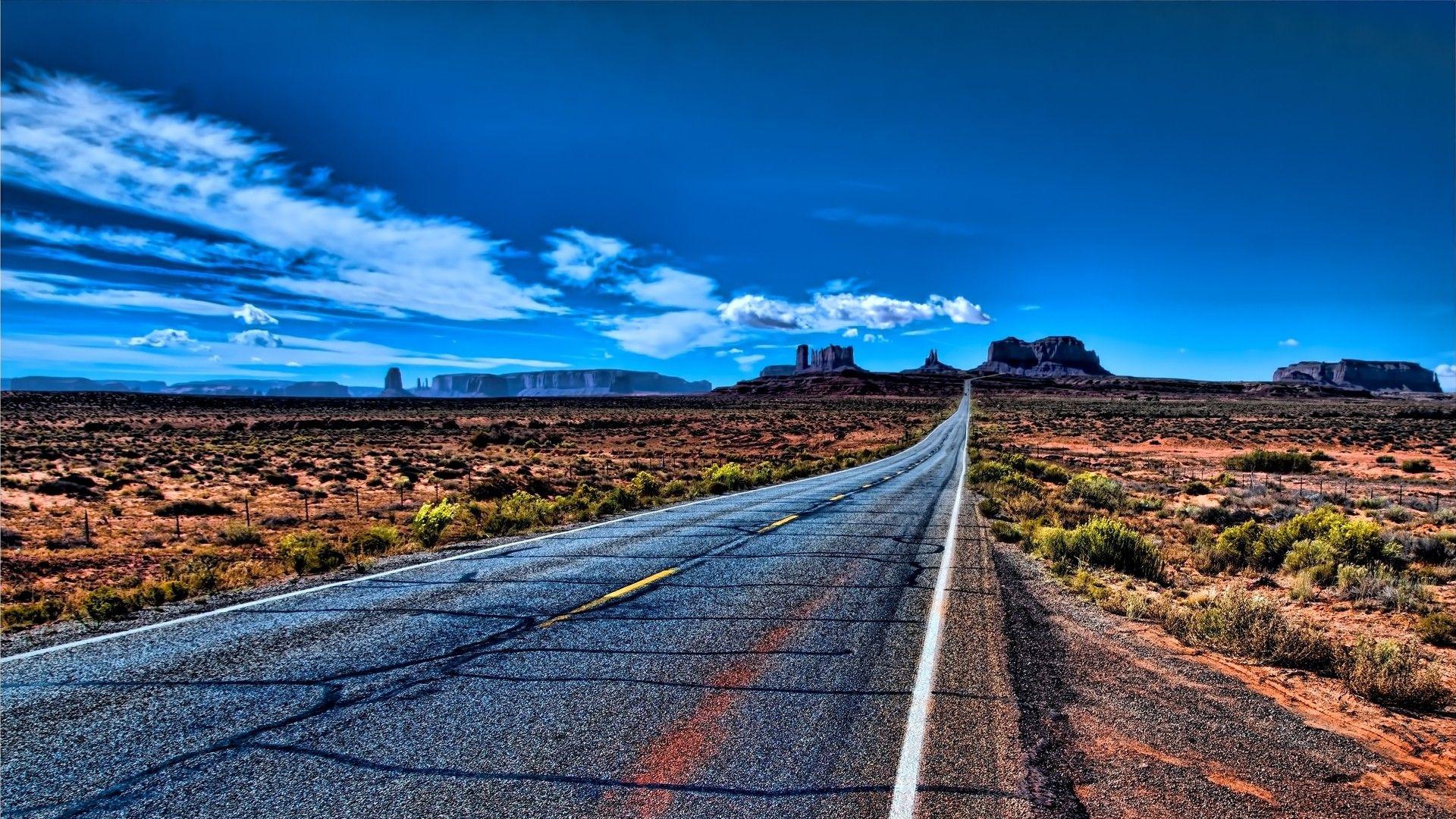1920x1080 Desert: Beautiful Long Road Monument Valley USA Monuments Highway