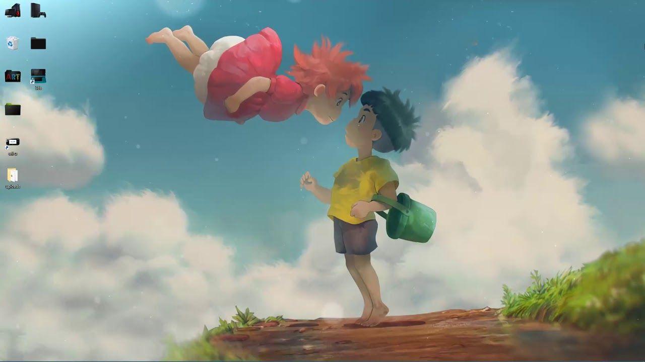 1280x720 anime ponyo on the cliff by the sea live wallpaper
