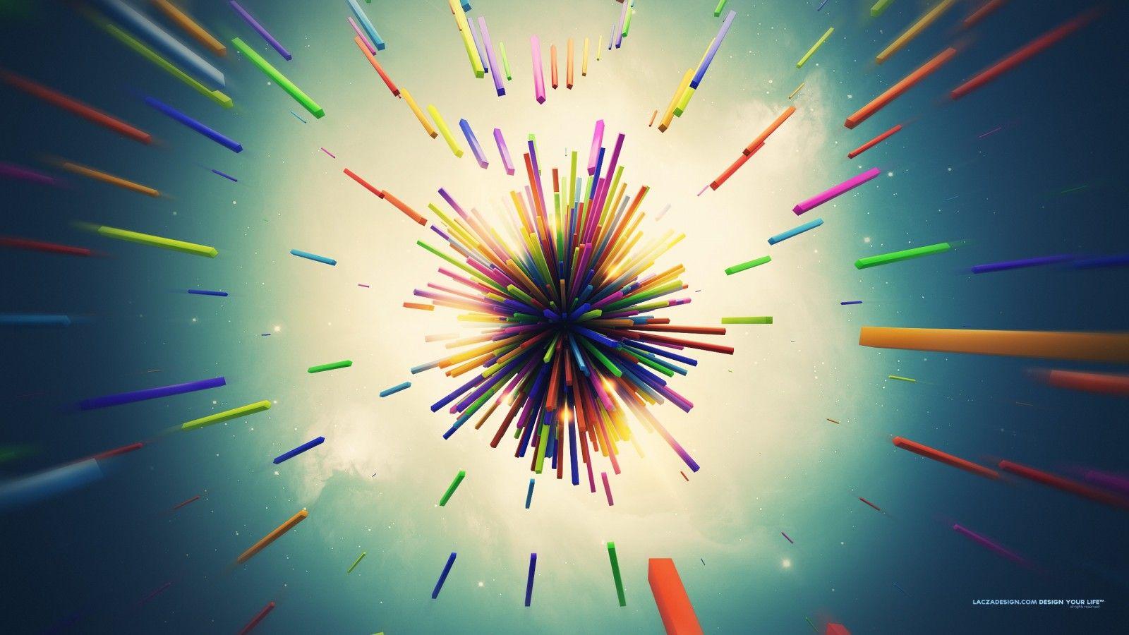 1600x900 sunlight, colorful, digital art, abstract, 3D, reflection, symmetry, circle, explosion, shapes, Lacza, light, color, flower, shape, line, computer wallpaper, fractal art, macro photography. Mocah.org HD Desktop Wallpaper
