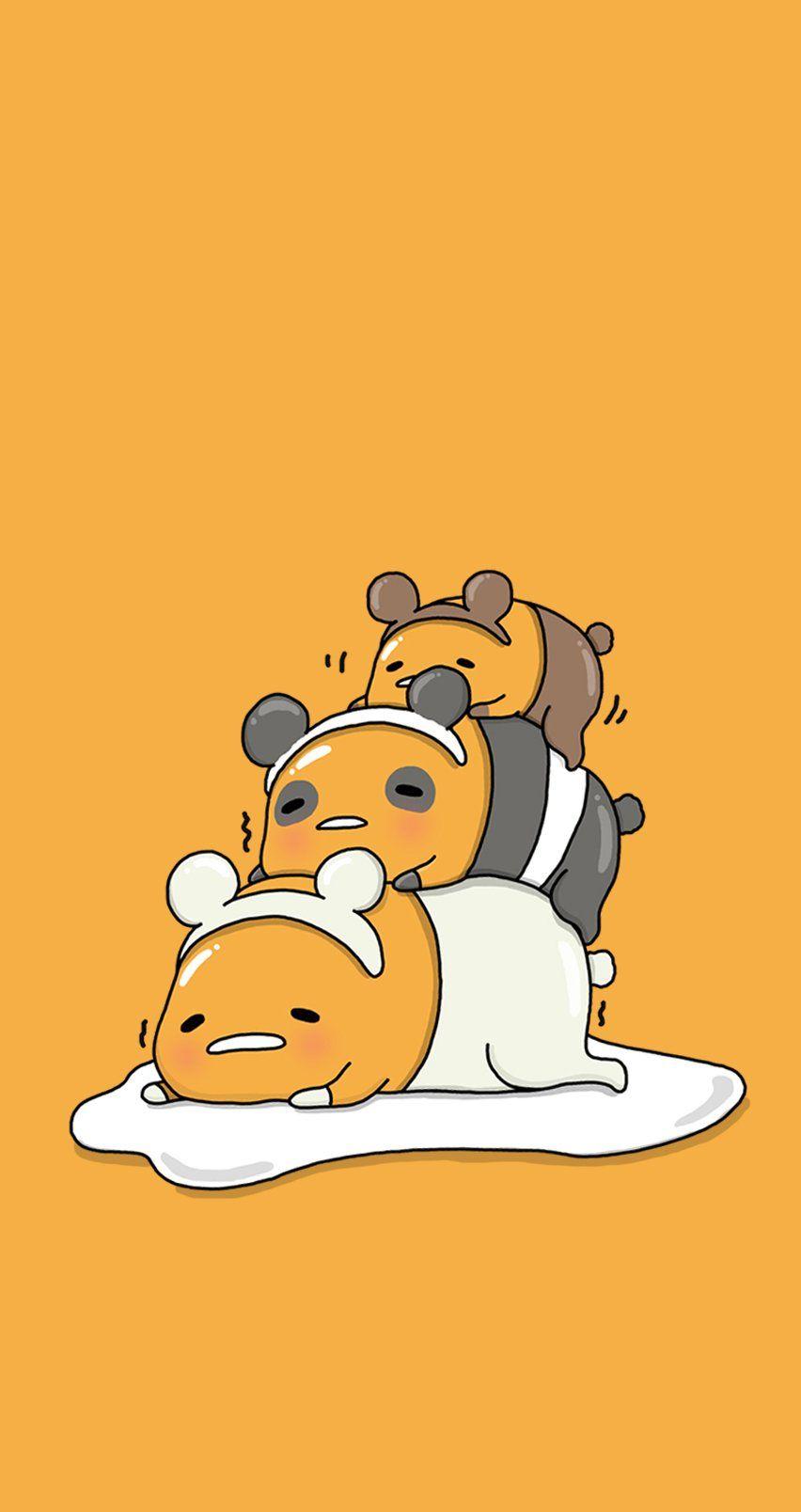 852x1608 Gudetama x We Bare Bears Wallpaper • oodon • Tictail