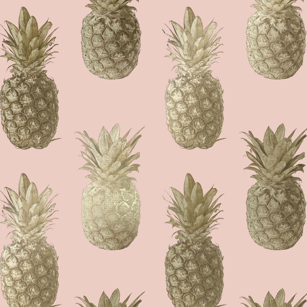 1000x1000 I Love Wallpaper Calypso Pineapples Motif Wallpaper Pink, Gold from I Love Wallpaper UK