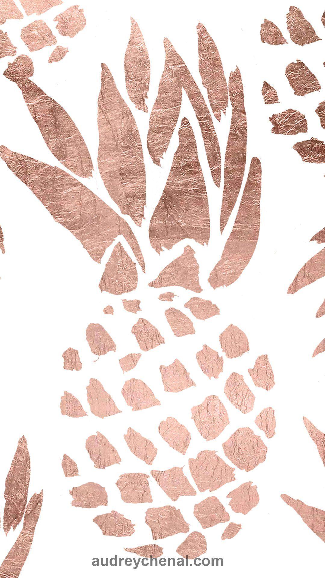 1080x1920 rose gold handdrawn pineapple free wallpaper