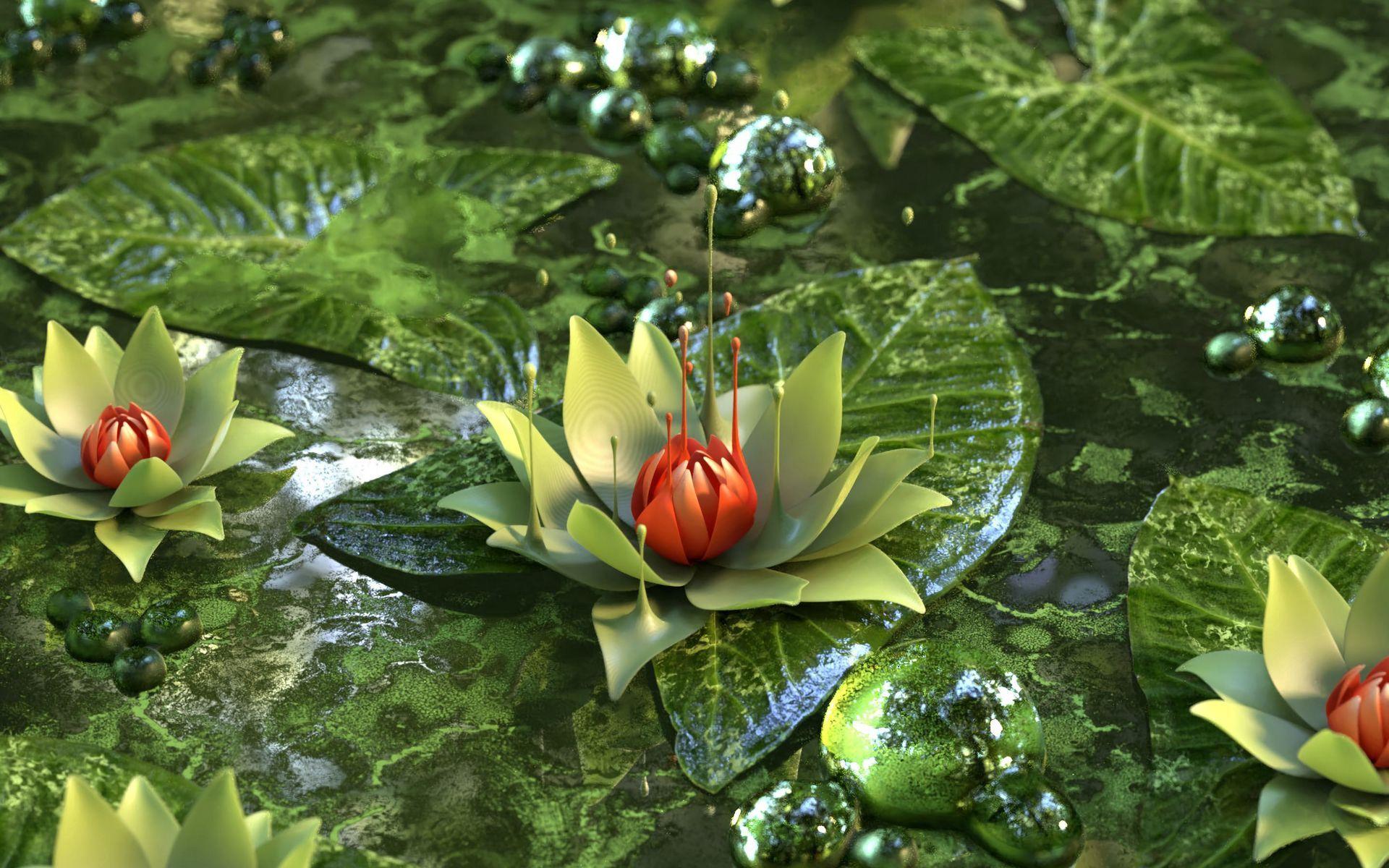 1920x1200 Download wallpaper 1920x1200 water lily, lotus, flower, green widescreen 16:10 HD background
