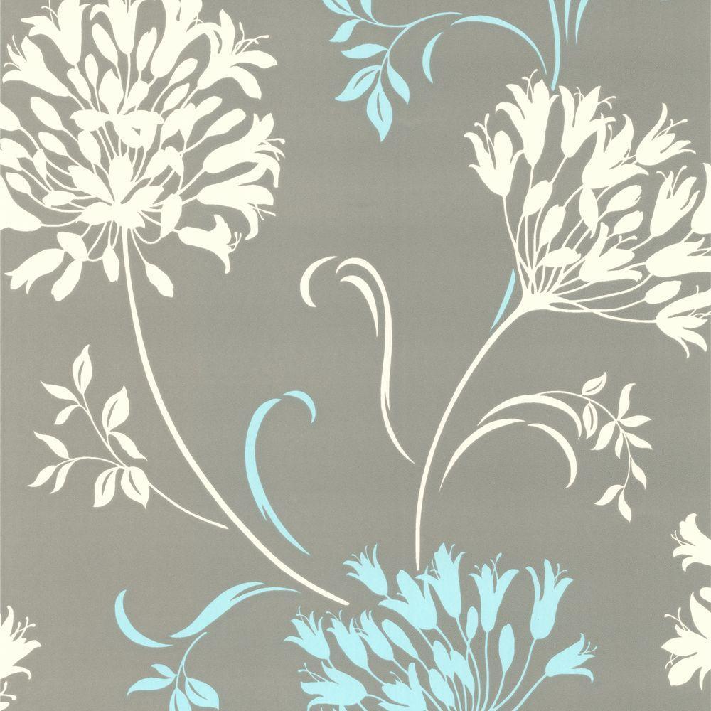 1000x1000 Nerida Light Grey Floral Silhouette Wallpaper, Multicolor. Modern floral wallpaper, Accent wallpaper, Grey wallpaper
