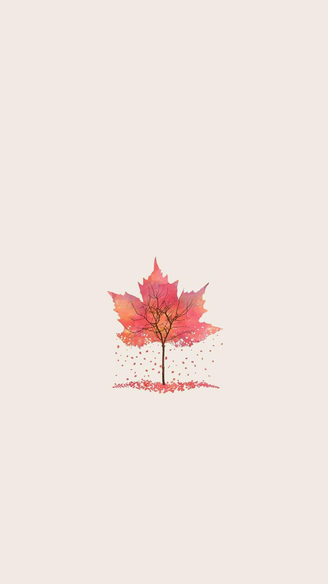 1080x1920 Autumn Tree Leaf Shape Illustration iPhone HD Wallpaper HD