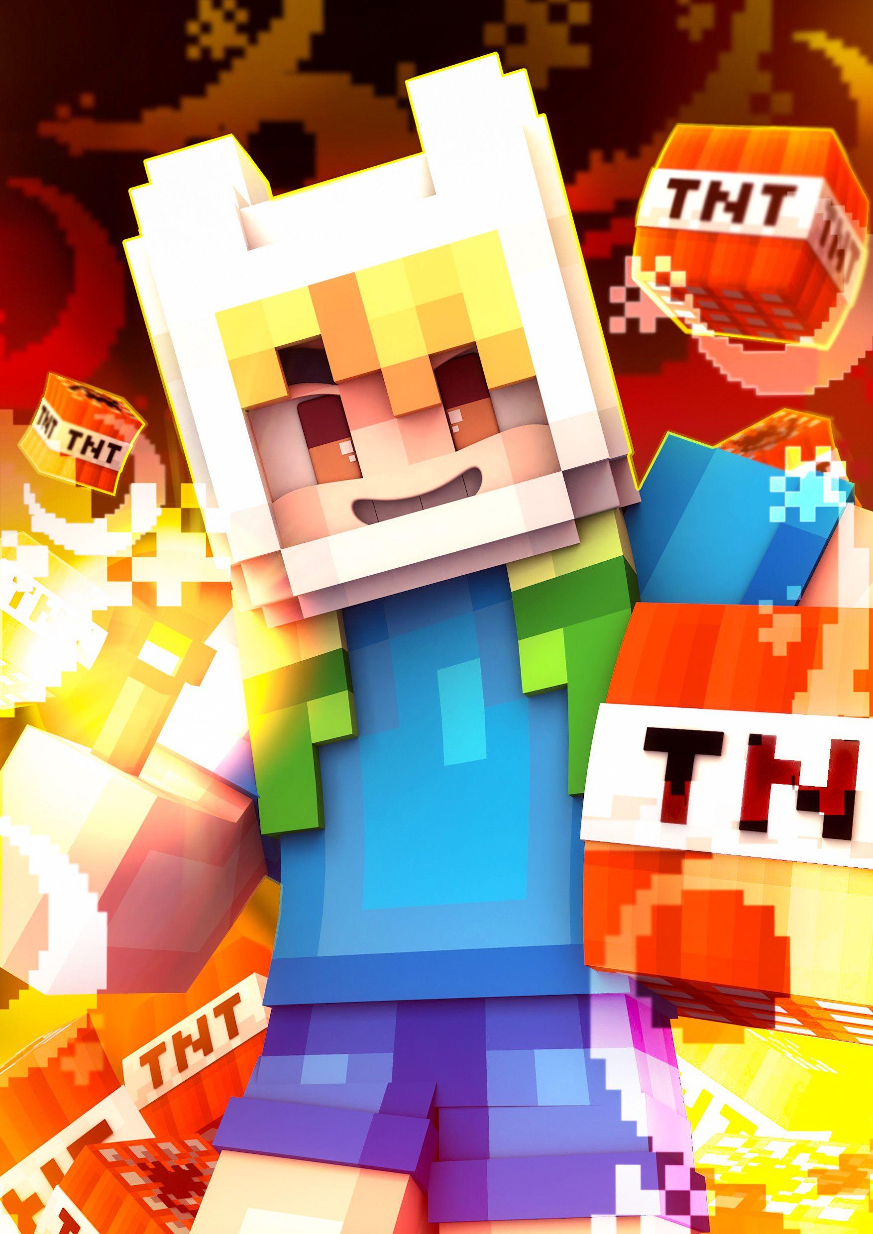 1754x2480 [Minecraft Wallpaper] Finn and TNT, Supawit Oat