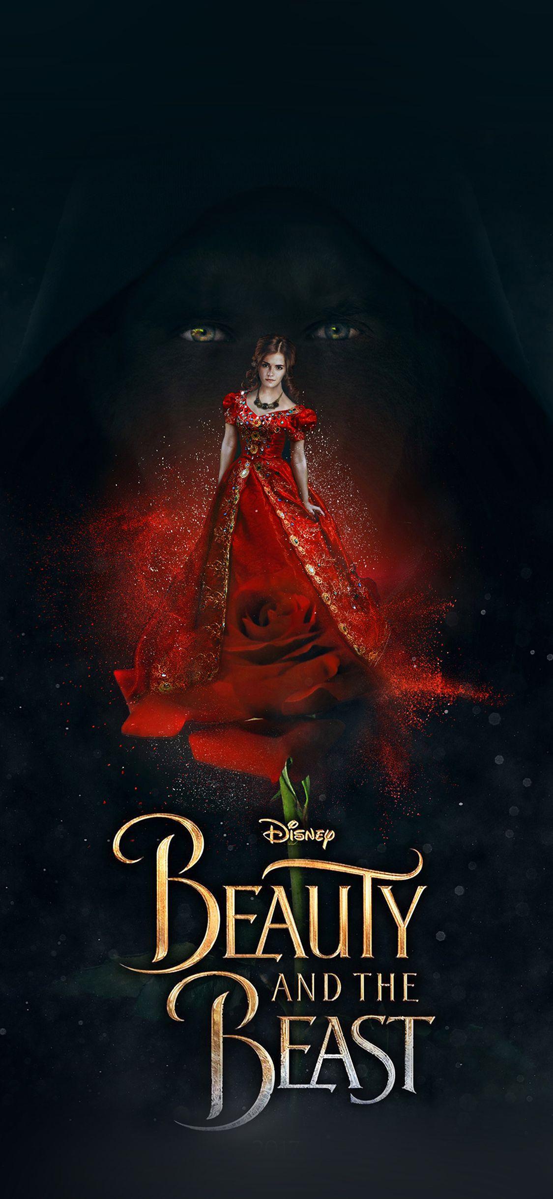1125x2436 Disney Beauty Beast Poster Illustration Art Wallpaper