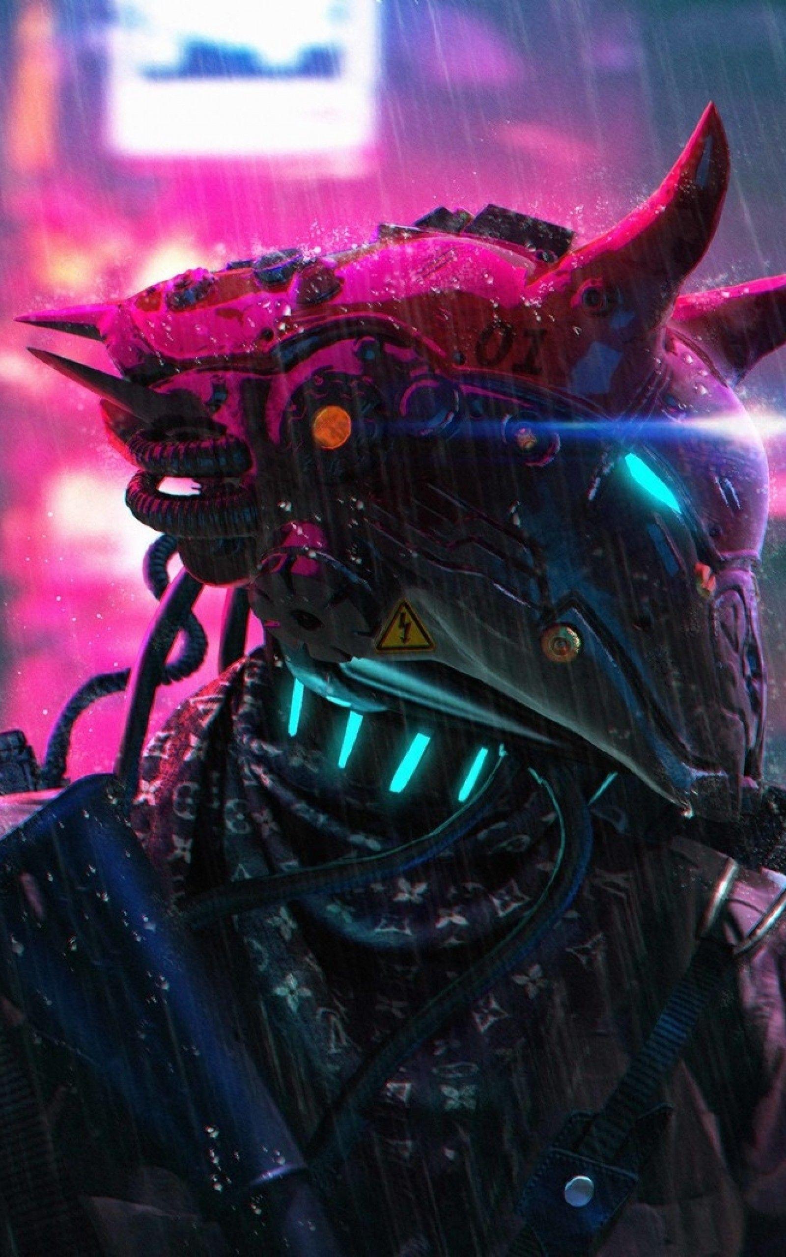 Cyberpunk Neon Samurai Sword Warrior HD WALLPAPER 