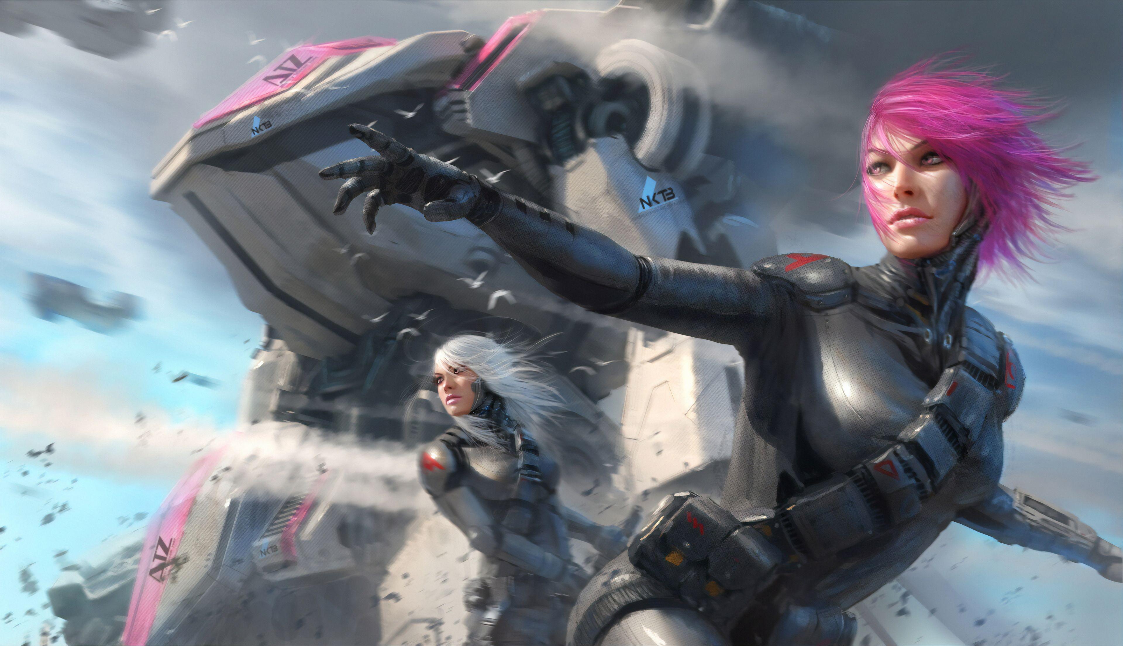 3840x2208 Warrior Girl Sci Fi Cyberpunk Futuristic Artwork 4k 1366x768 Resolution HD 4k Wallpaper, Image, Background, Photo and Picture