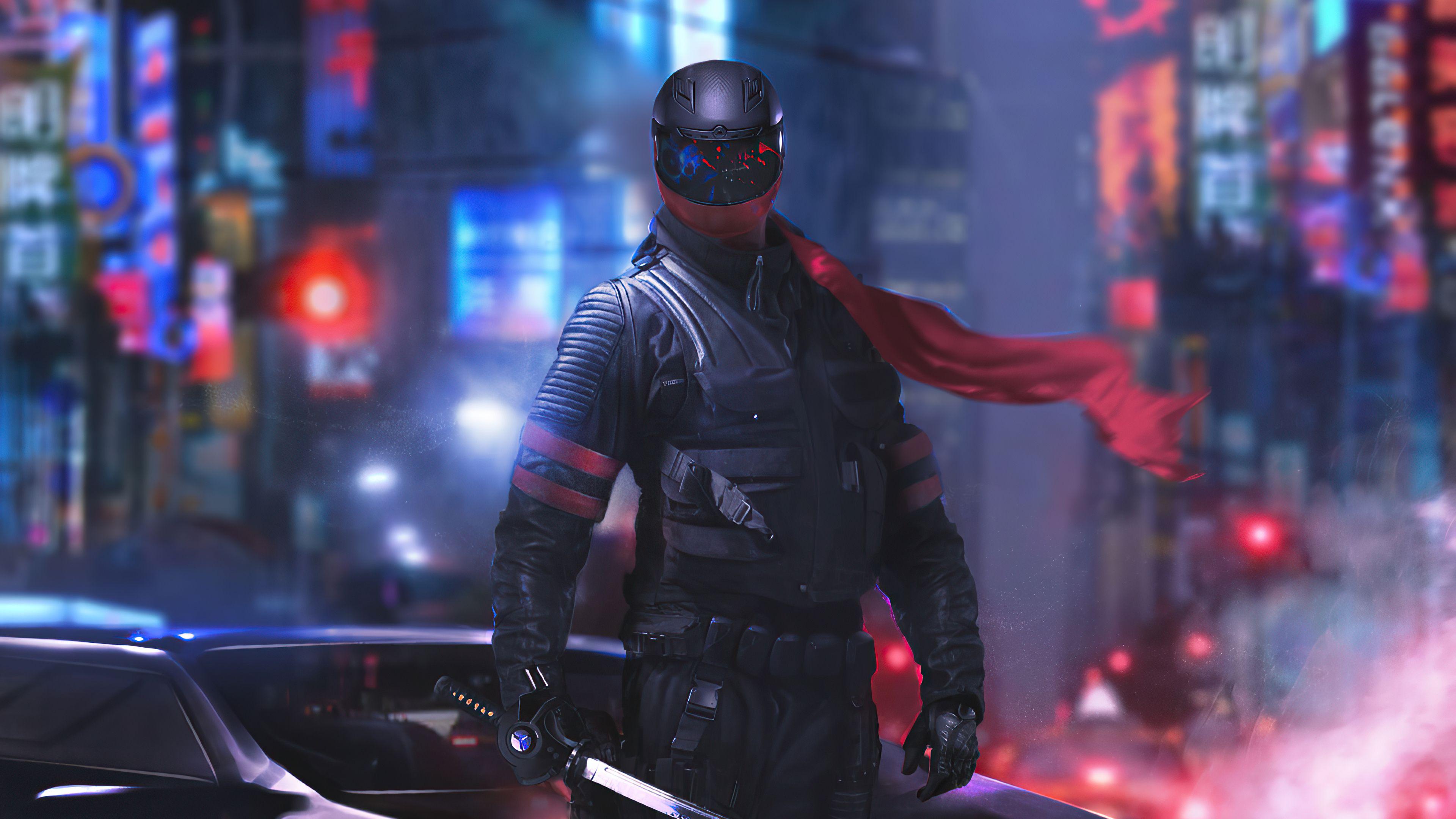 3840x2160 Cyberpunk Warrior 4k, HD Artist, 4k Wallpaper, Image, Background, Photo and Picture
