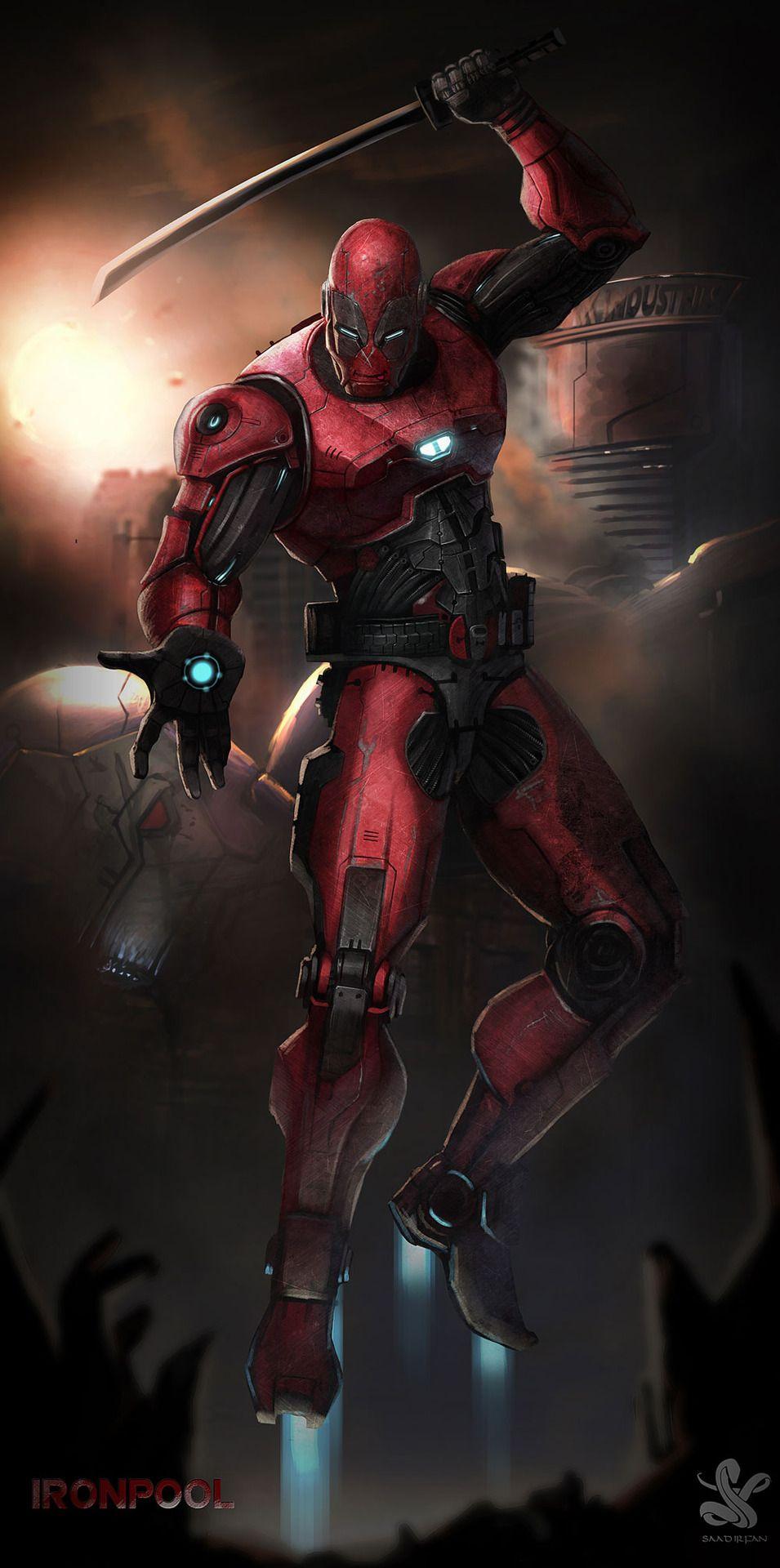 955x1920 Iron Man Deadpool Mash Up By Saad Irfan. Awesome