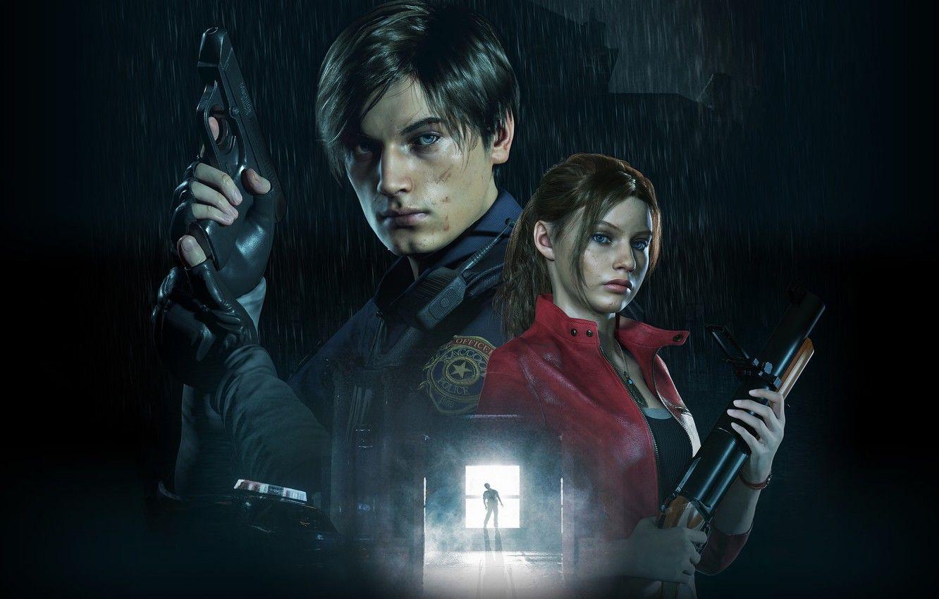 1332x850 Wallpaper Girl, The game, Gun, Weapons, Guy, Jacket, Form, Claire Redfield, Leon Kennedy, Resident evil - for desktop, section игры