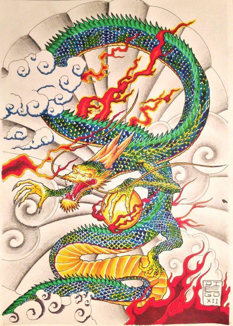 756x1058 Japanese Dragon HD Aesthetic Wallpaper