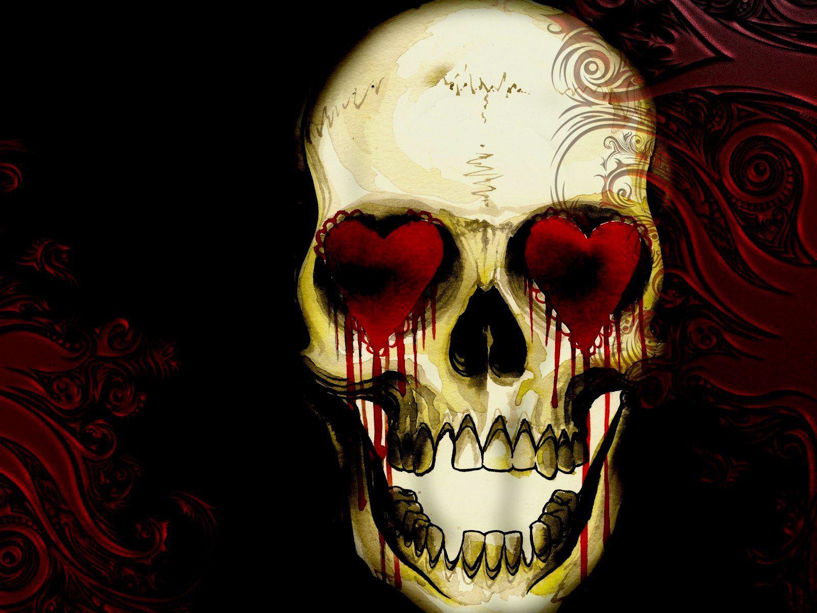 1600x1200 Title Dark Skull Heart Red Wallpaper Wallpaper Love HD Wallpaper
