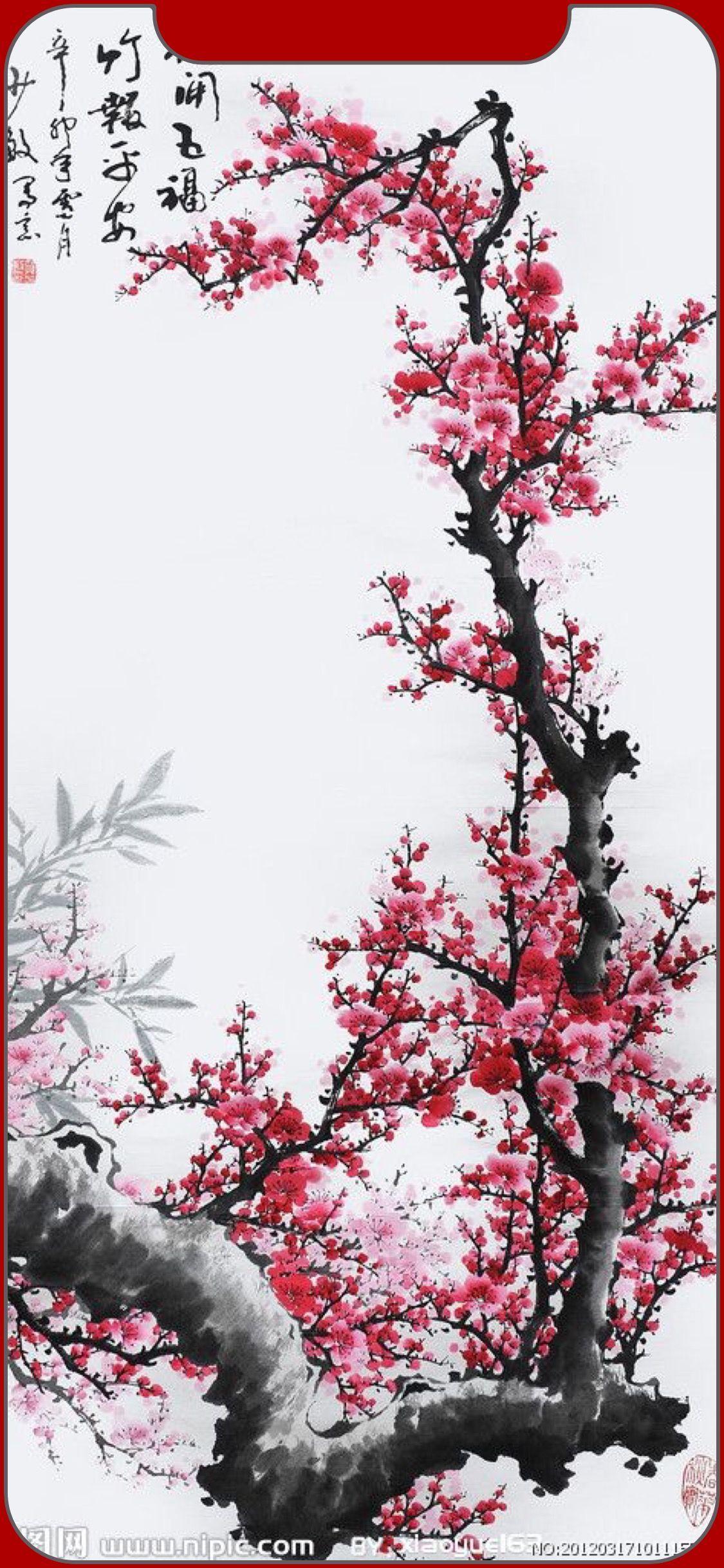 1125x2436 iphone wallpaper. Blossoms art, Japanese art, Traditional paintings