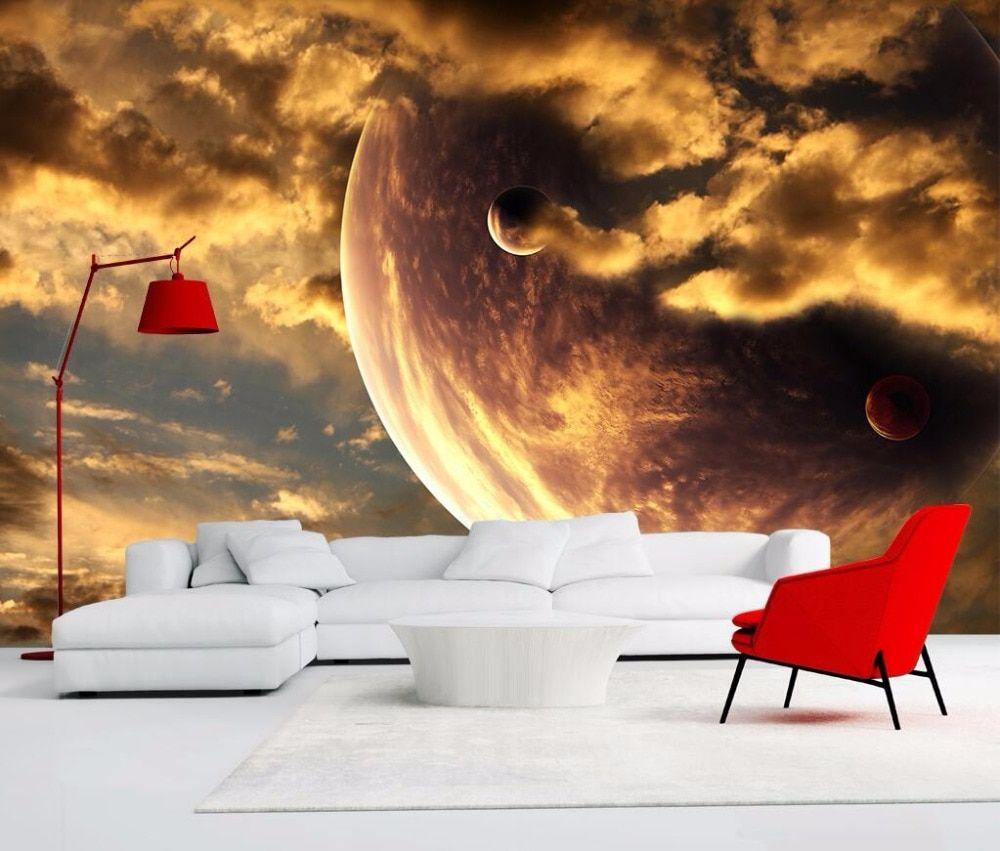1000x851 CJSIR Custom Wallpaper Golden Yellow Aesthetic Atmosphere Starry Clouds Universe Galactic Theme TV Background 3D Wallpaper. Wallpaper