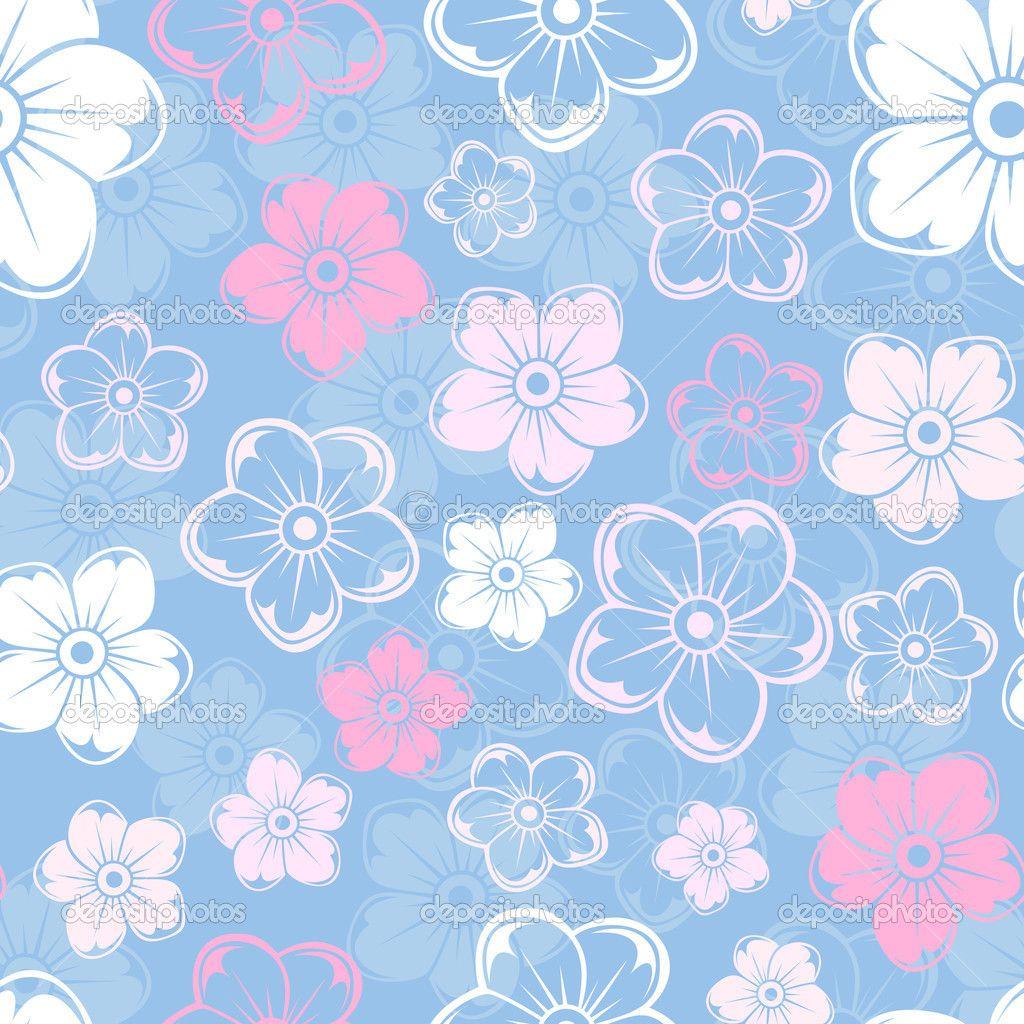 Flower blue background wallpaper vector  premium image by rawpixelcom   Adj  busbus  Pink wallpaper backgrounds Blue background wallpapers Flower  backgrounds