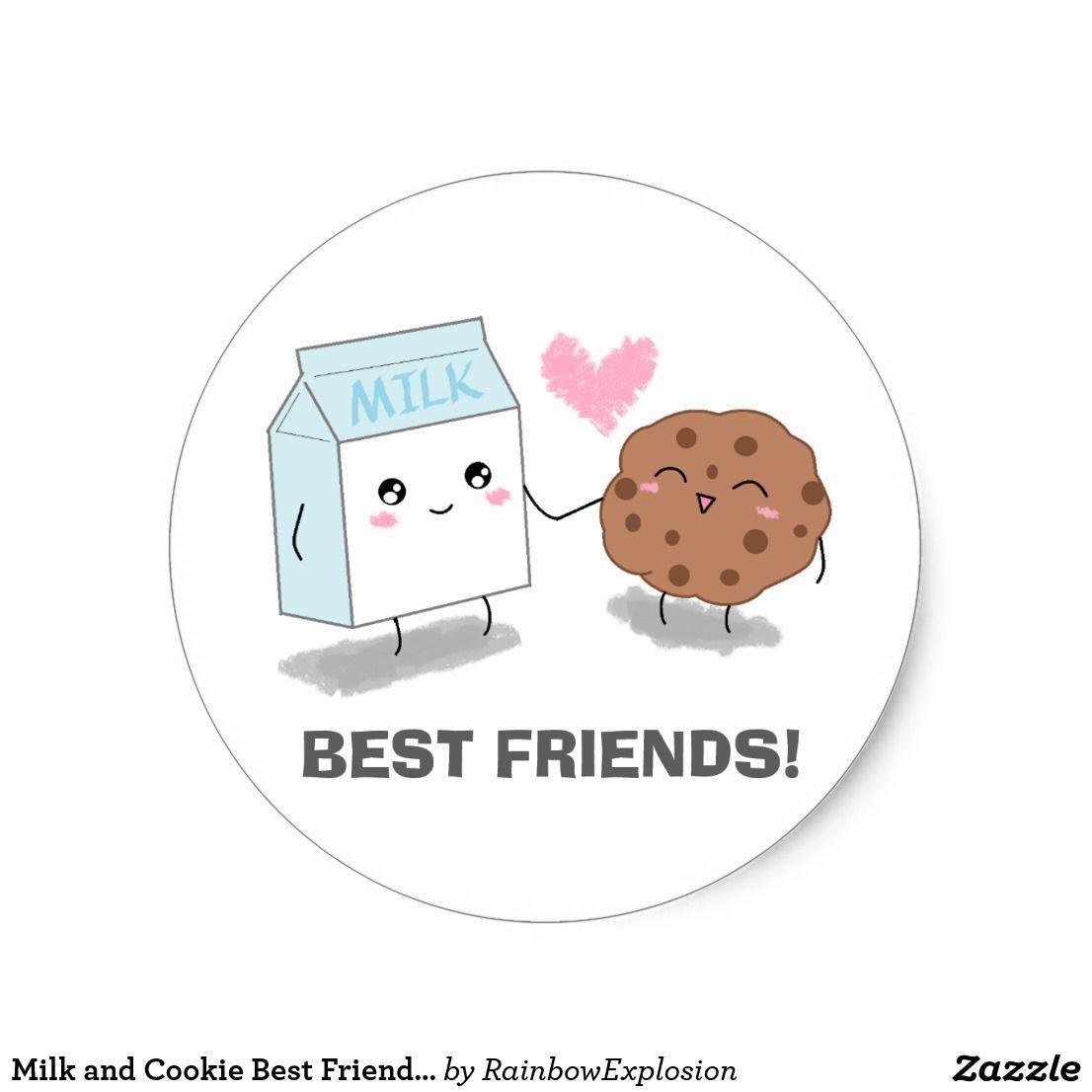 1106x1106 Milk and Cookie Best Friends Stickers. Zazzle.com. Cute doodles, Best friend drawings, Funny doodles
