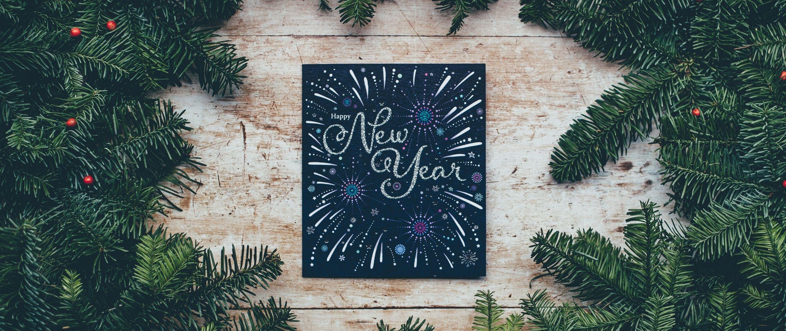 2560x1080 Download 2560x1080 wallpaper happy new year, cars, leaves, holiday, christmas, dual wide, widescreen, 2560x1080 HD image, background, 1543