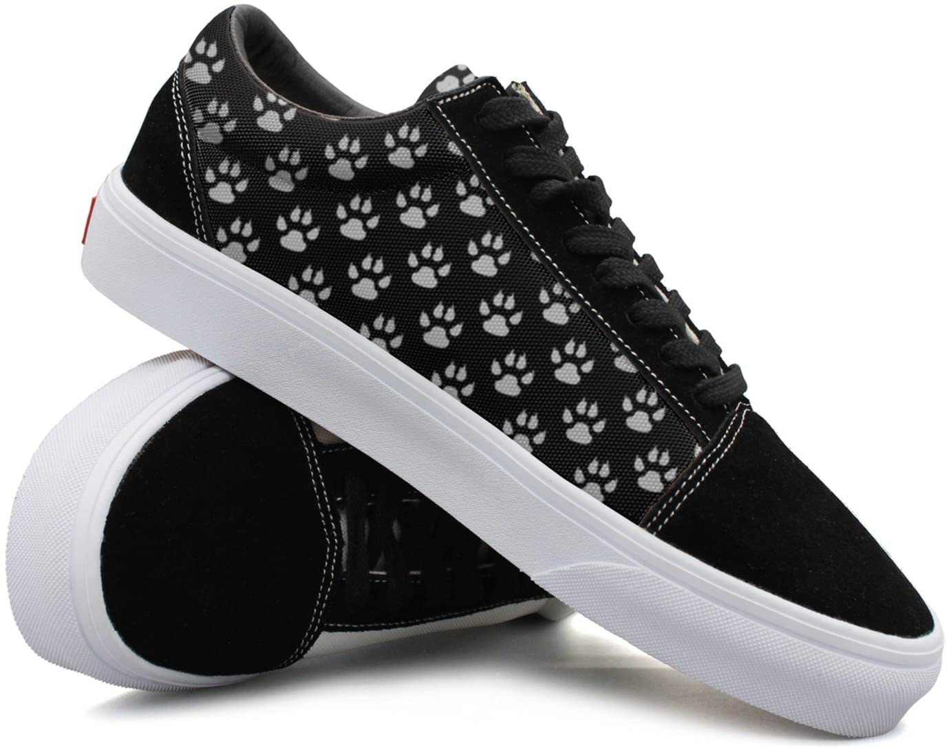 1379x1087 Black And Gray Animal Paw Prints Pattern Wallpaper Women Casual Shoes Sneakers Canvas Classic New Simple: Amazon.ca: Luggage & Bags