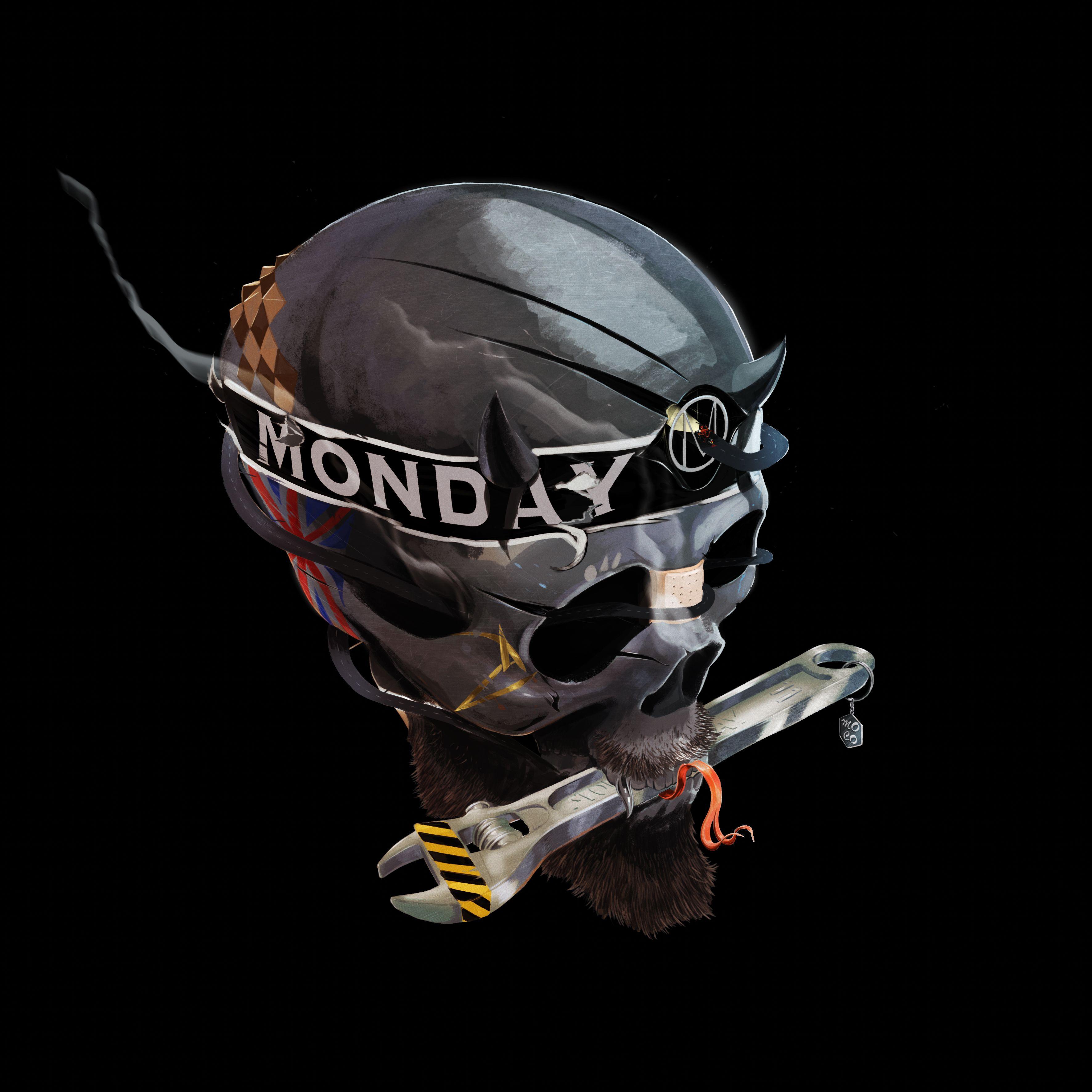3543x3543 D, #tools, #Monday, #black background, #headband, #beard, #skull, #horns, #simple background, #digital art, wallpaper. Mocah.org HD Desktop Wallpaper