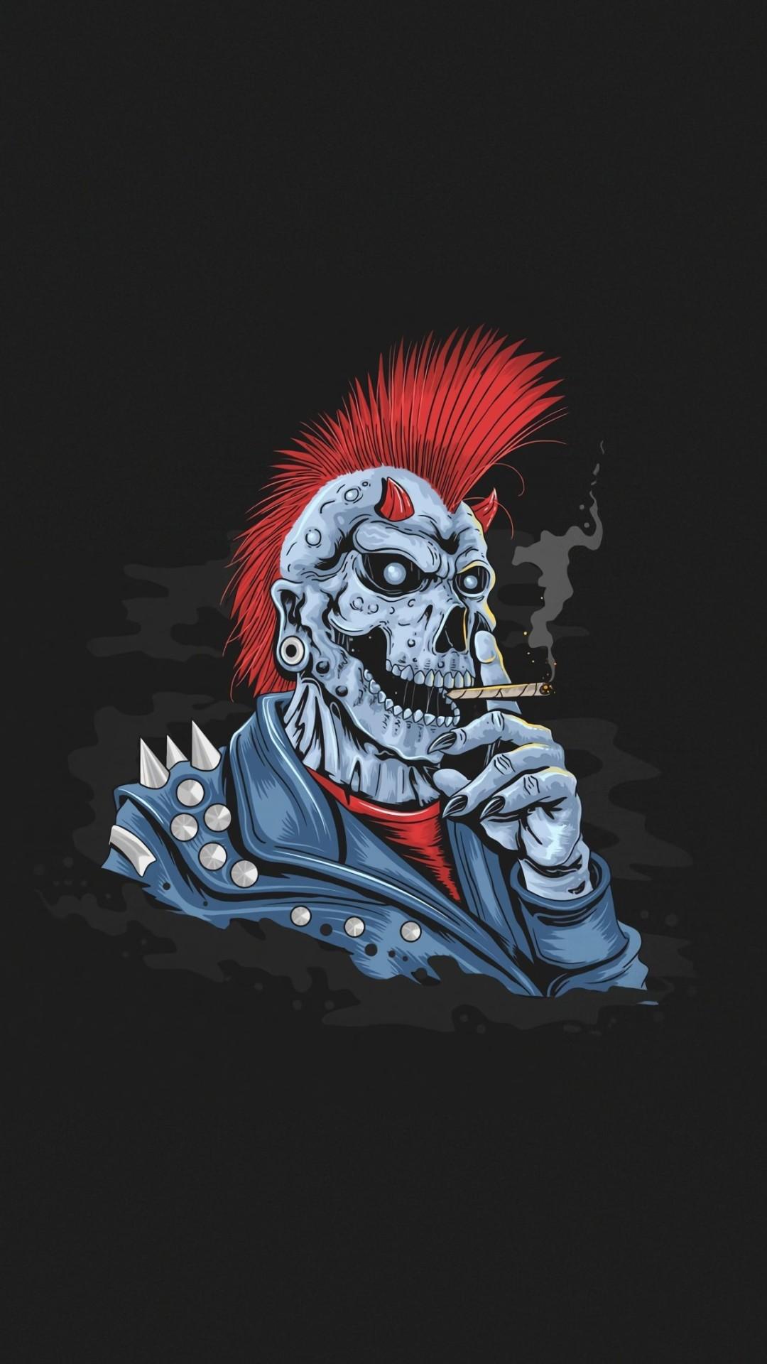 1080x1920 Skull Dark Minimalist 4k Mobile Wallpaper (iPhone, Android, Samsung, Pixel, Xiaomi)
