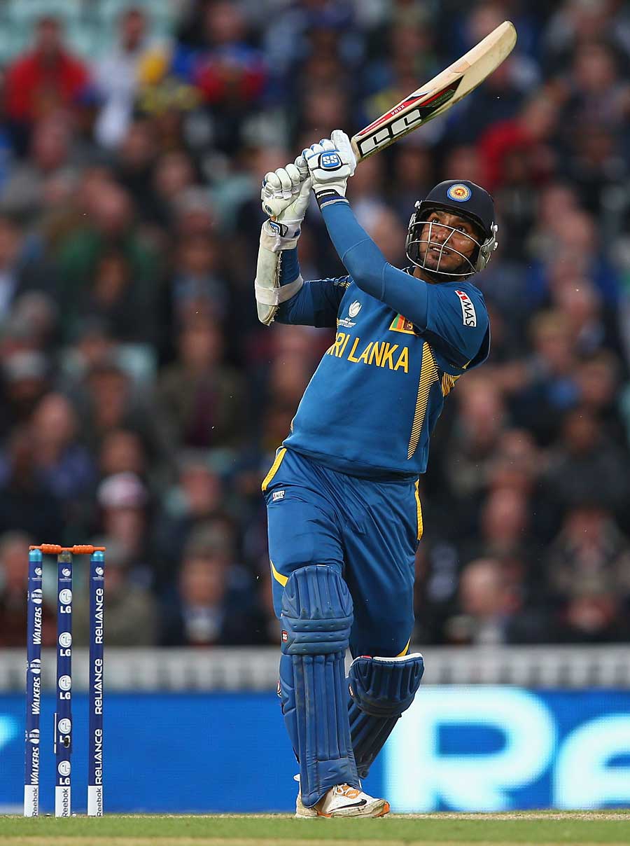 900x1208 Kumar Sangakkara lofts down the ground during his unbeaten hundred. Photo. ICC Champions Trophy